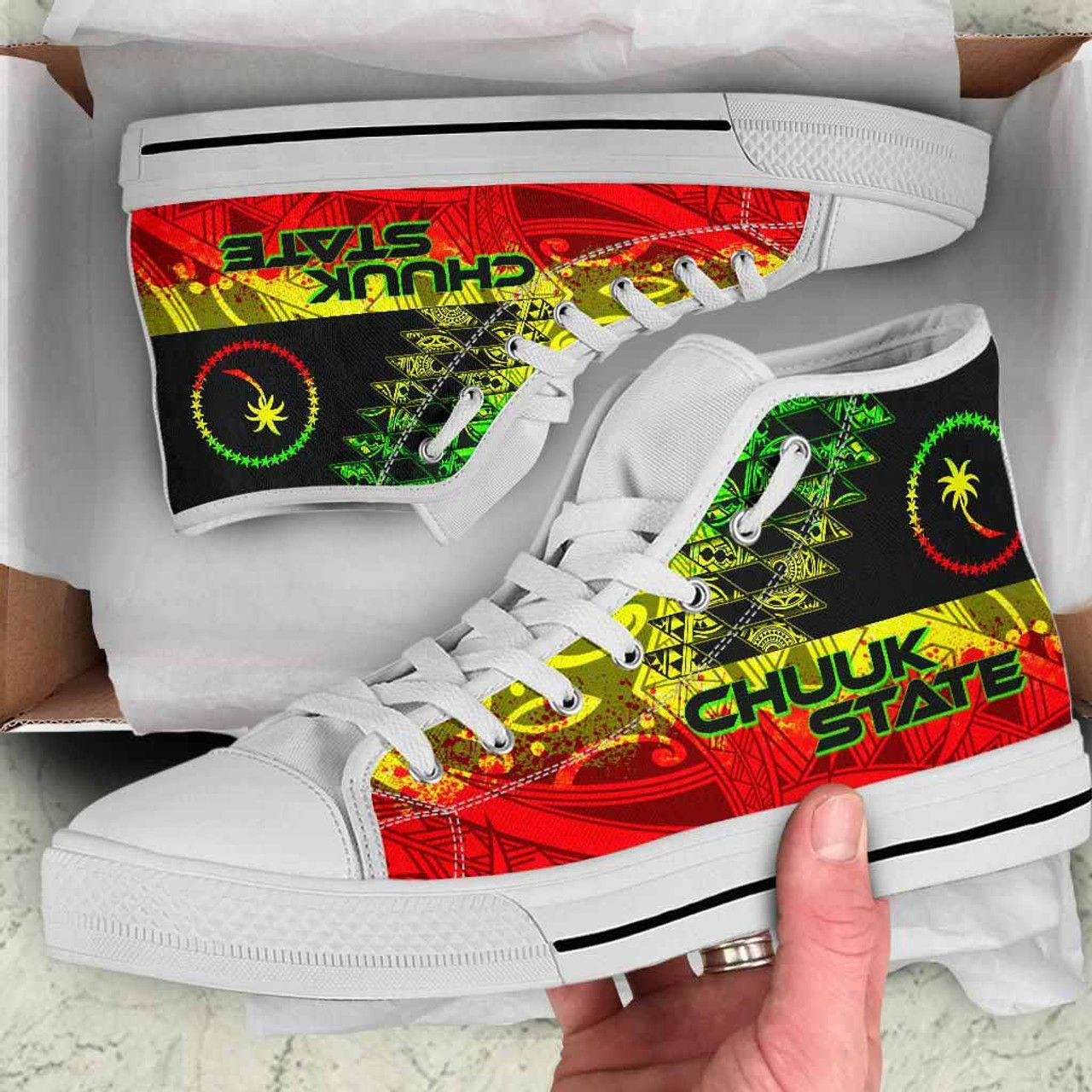 Chuuk State High Top Shoes - Reggage Color Symmetry Style 5