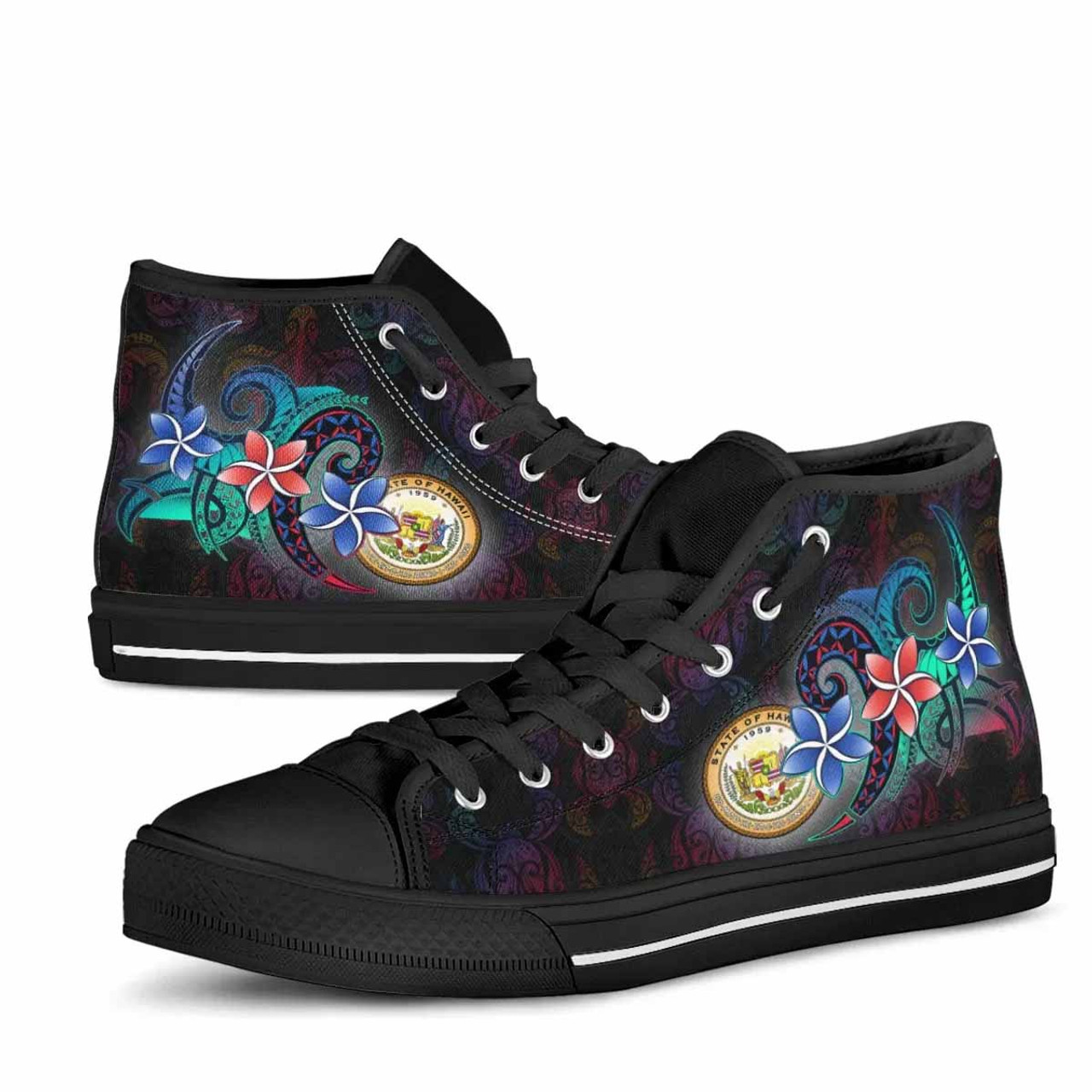 Hawaii High Top Shoes - Plumeria Flowers Style 5