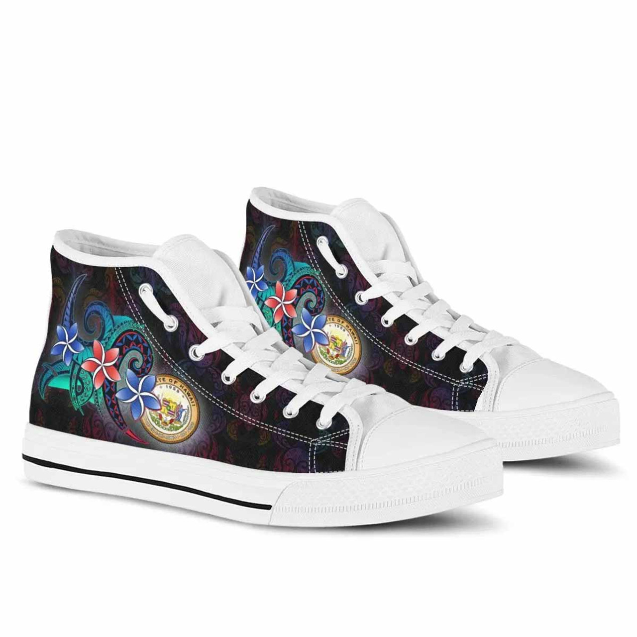 Hawaii High Top Shoes - Plumeria Flowers Style 8