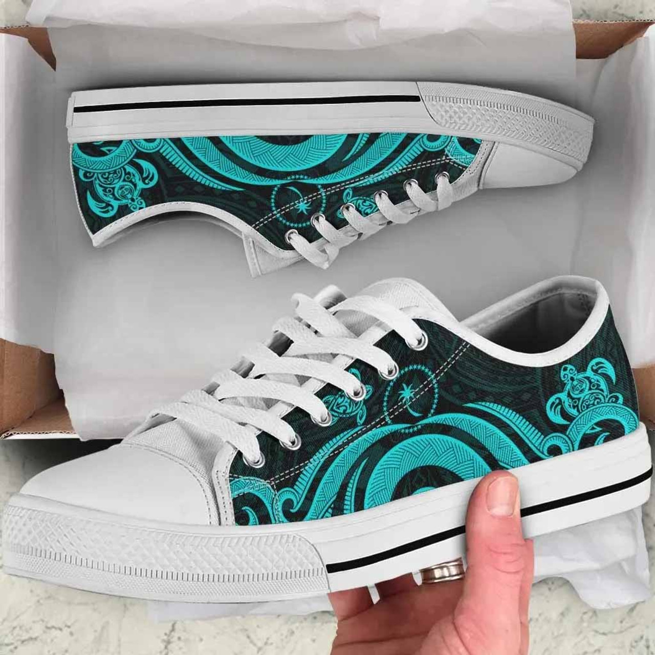 Chuuk Low Top Canvas Shoes - Turquoise Tentacle Turtle 8