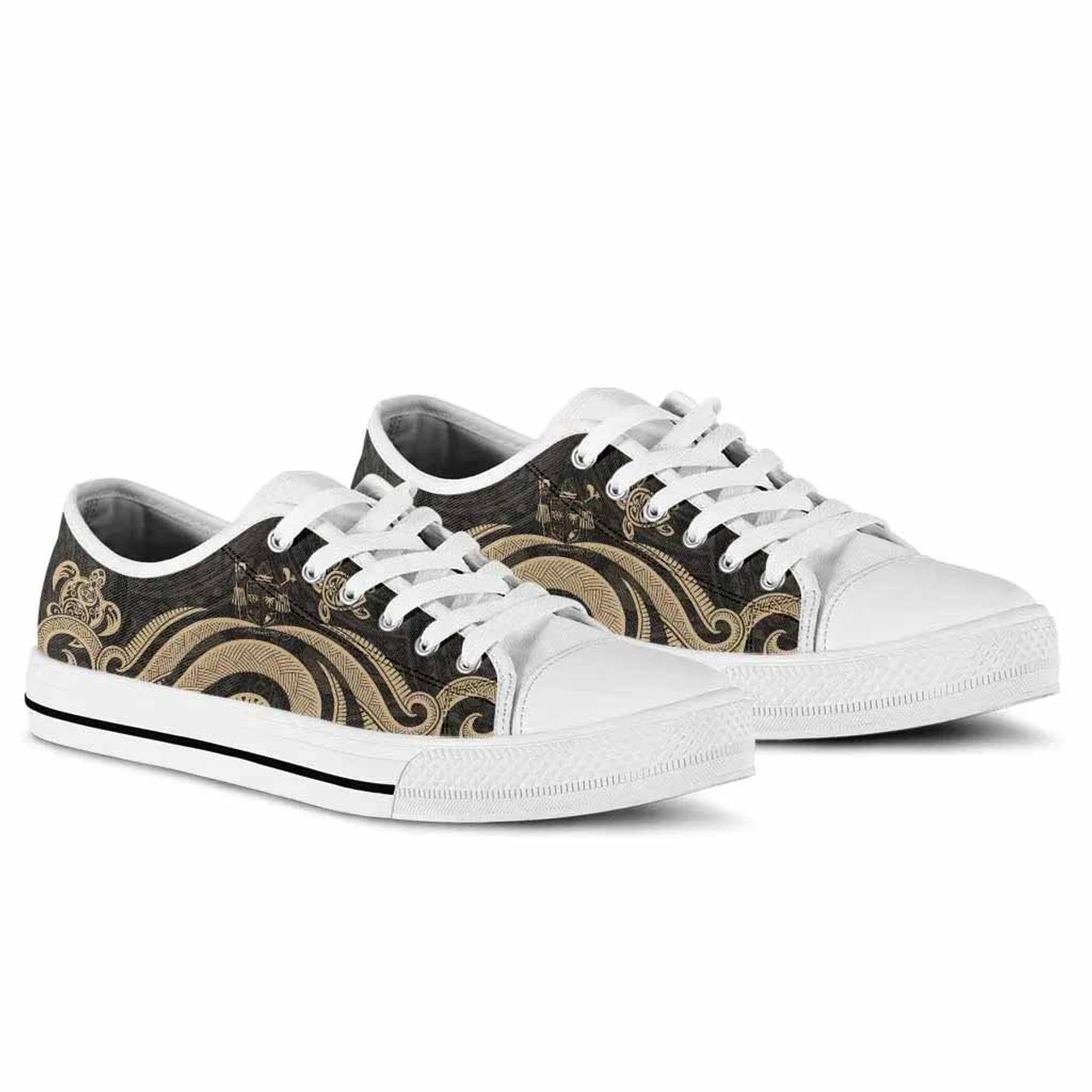 Fiji Low Top Canvas Shoes - Gold Tentacle Turtle Crest 7