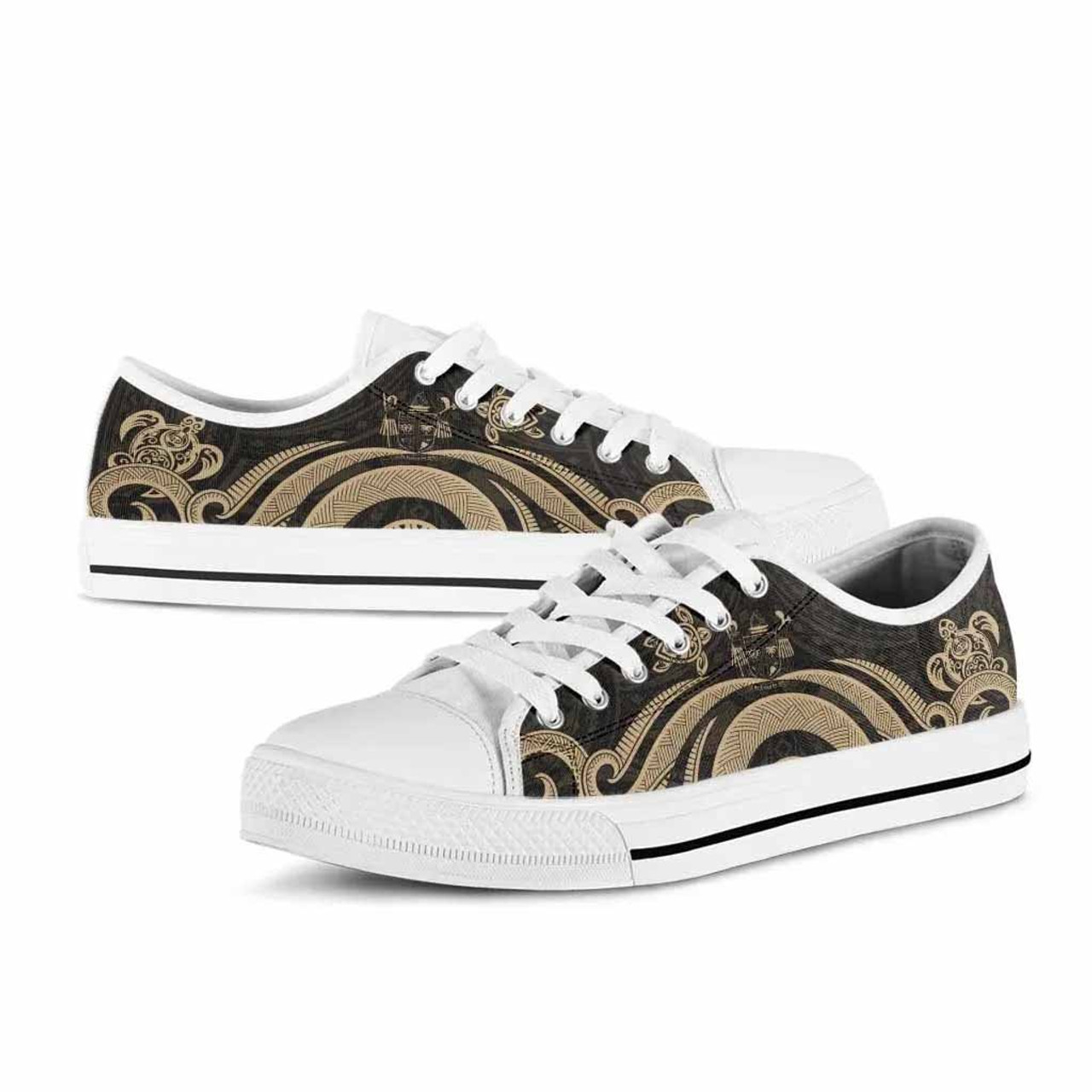 Fiji Low Top Canvas Shoes - Gold Tentacle Turtle Crest 8