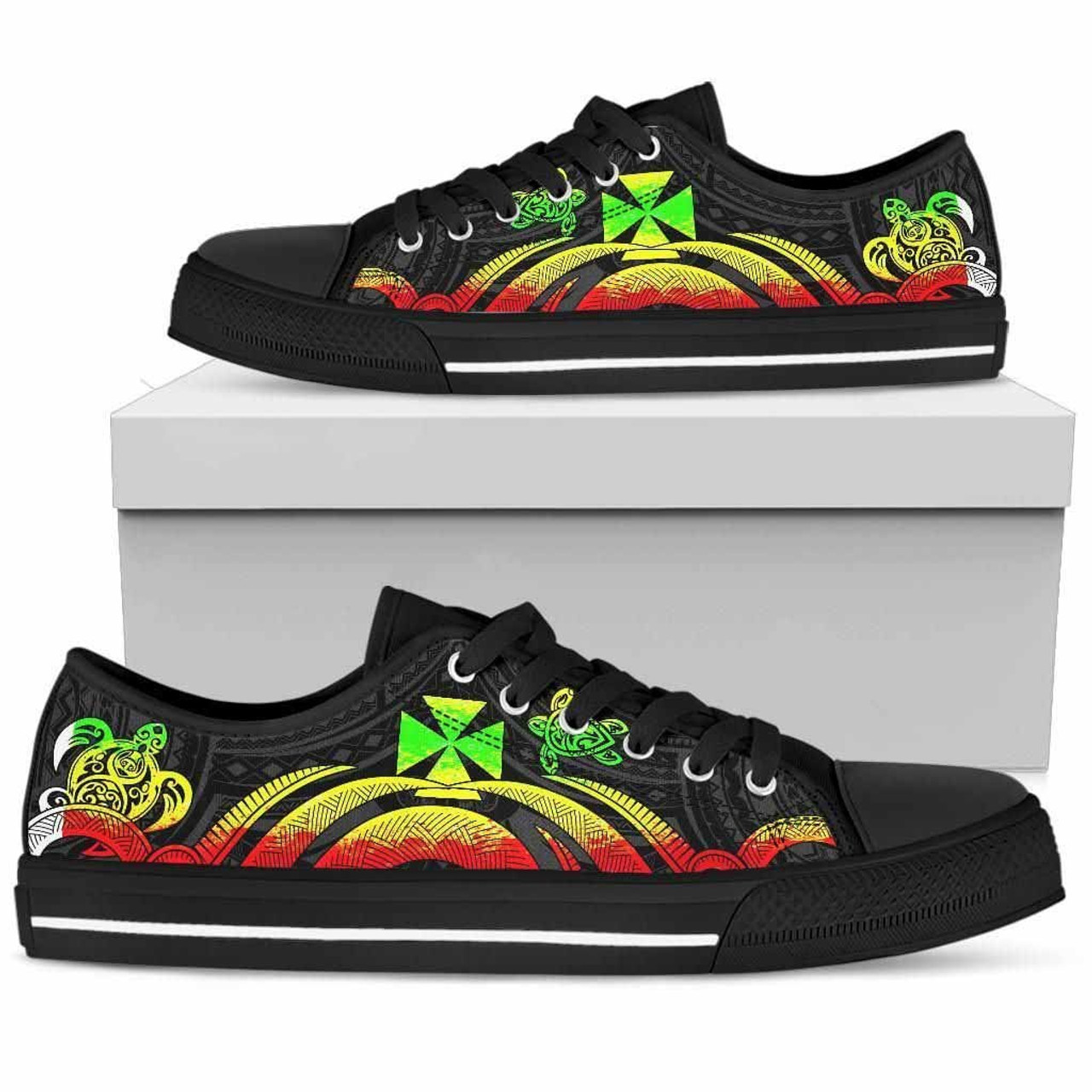 Wallis and Futuna Low Top Canvas Shoes - Reggae Tentacle Turtle 1