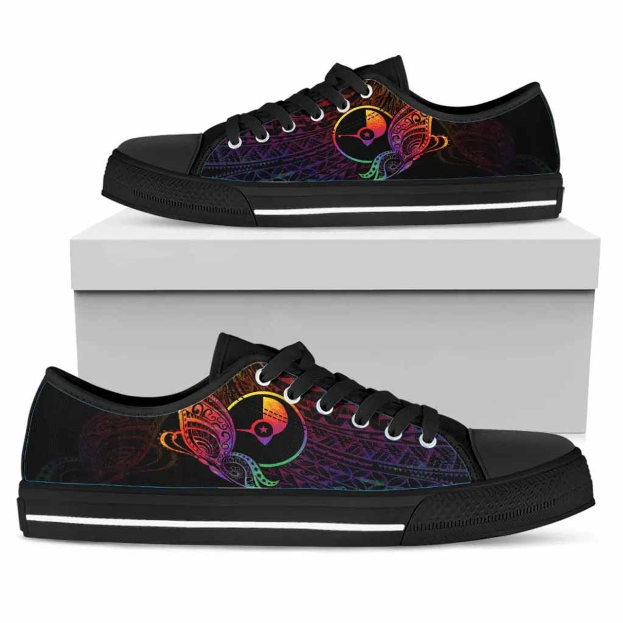Yap State Low Top Shoes - Butterfly Polynesian Style 1