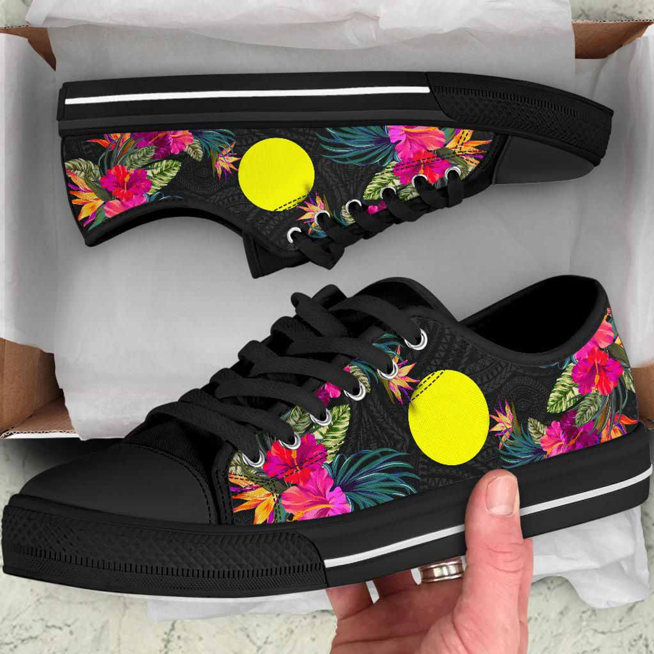 Palau Low Top Shoes - Hibiscus Polynesian Pattern 5