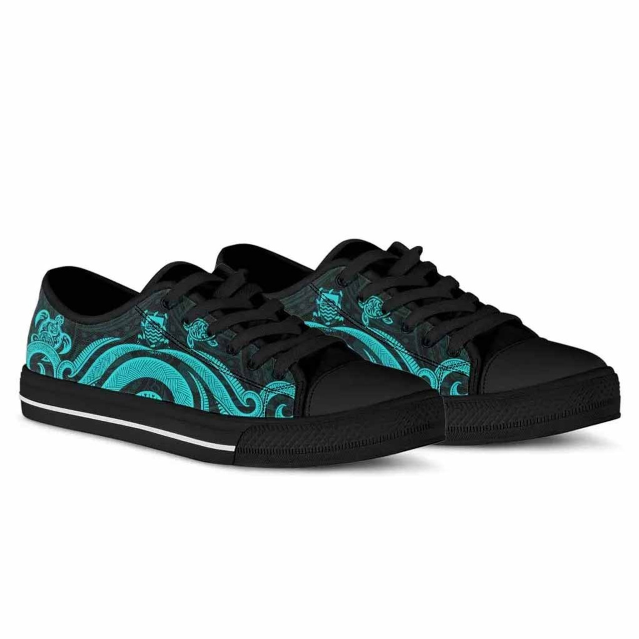 Tuvalu Low Top Canvas Shoes - Turquoise Tentacle Turtle 3