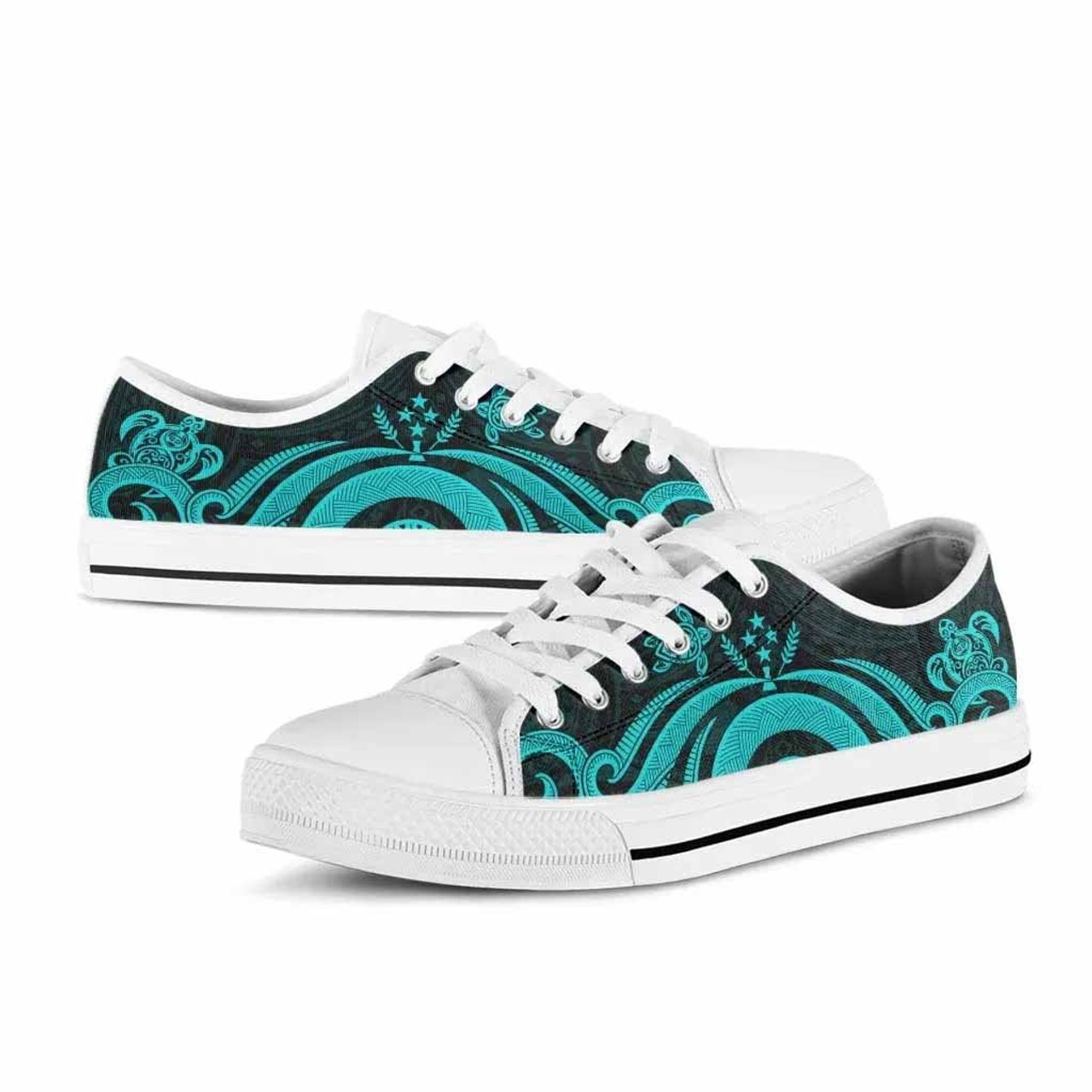 Kosrae Low Top Canvas Shoes - Turquoise Tentacle Turtle 7