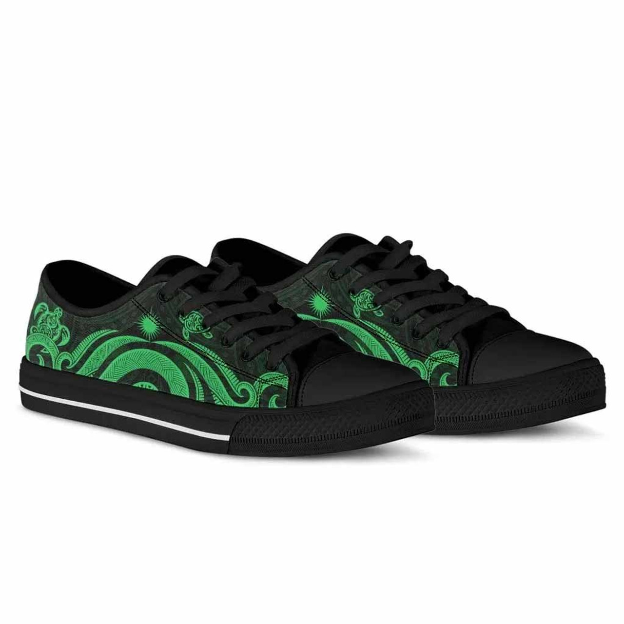 Marshall Islands Low Top Canvas Shoes - Green Tentacle Turtle 3