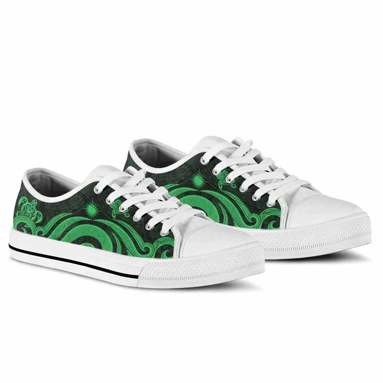 Marshall Islands Low Top Canvas Shoes - Green Tentacle Turtle 6