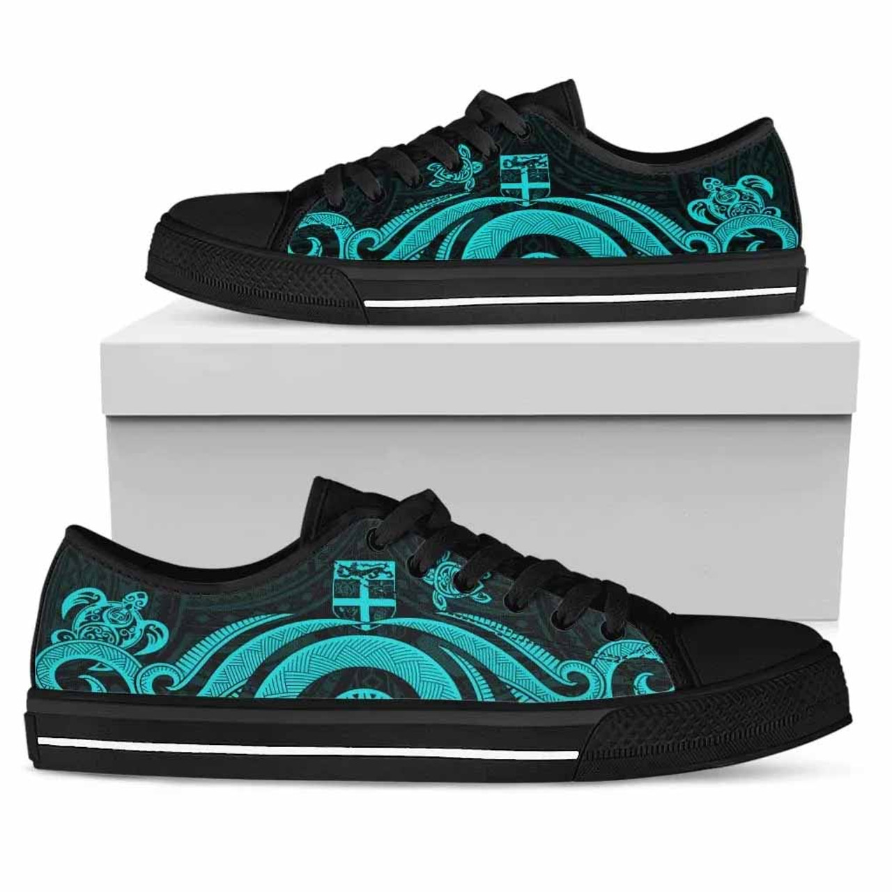 Fiji Low Top Canvas Shoes - Turquoise Tentacle Turtle 1