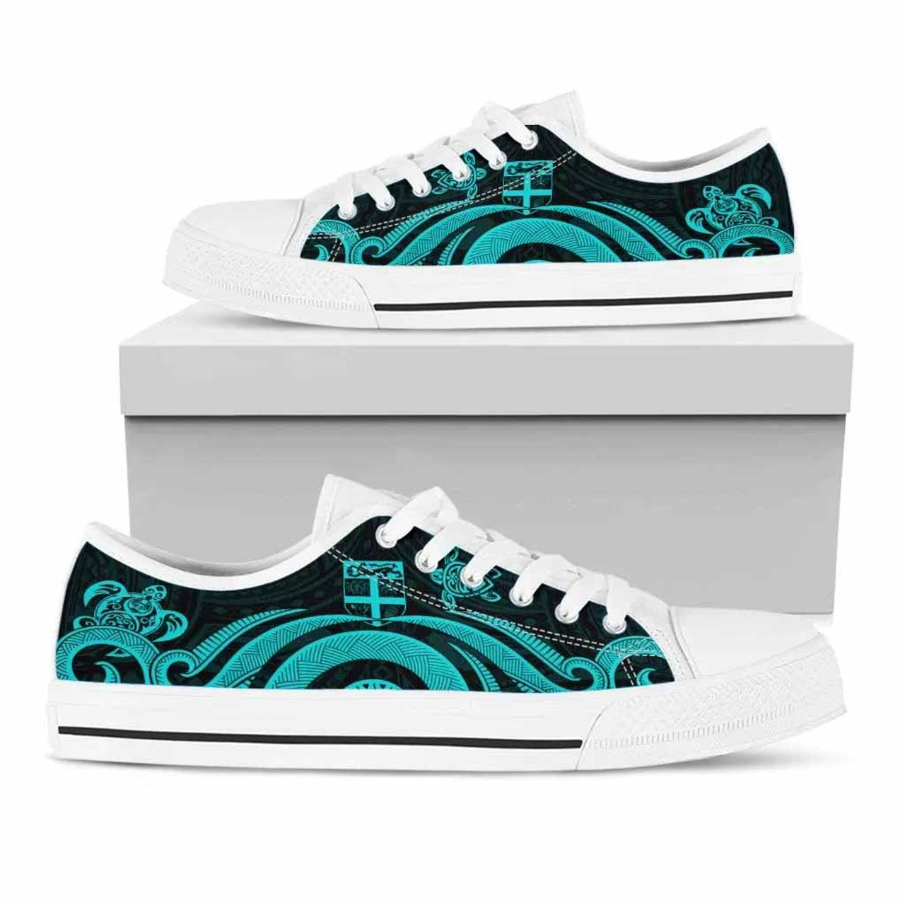 Fiji Low Top Canvas Shoes - Turquoise Tentacle Turtle 5