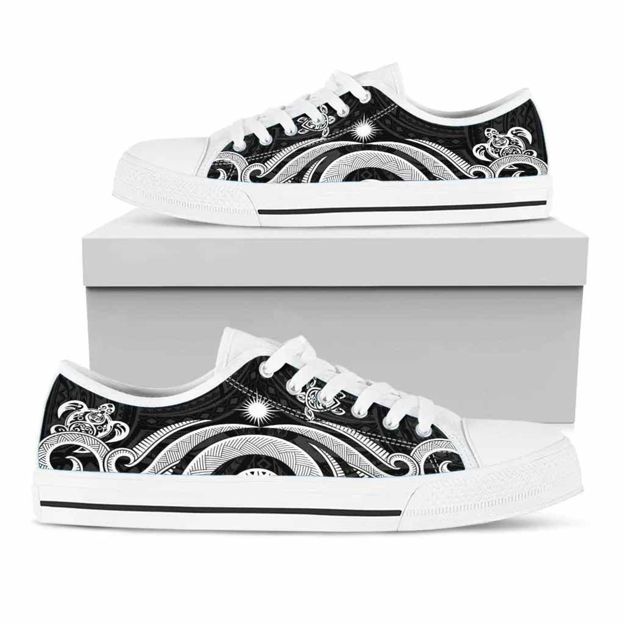 Marshall Islands Low Top Canvas Shoes - White Tentacle Turtle 6