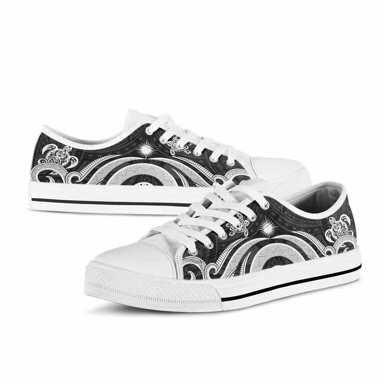 Marshall Islands Low Top Canvas Shoes - White Tentacle Turtle 8