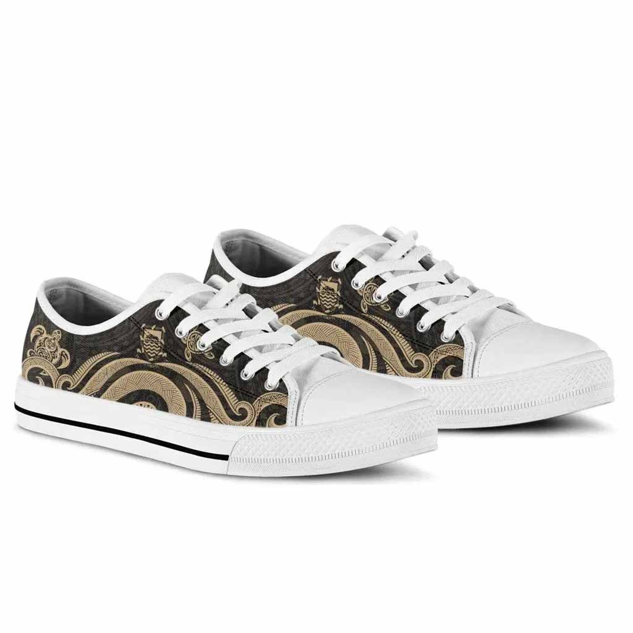 Tuvalu Low Top Canvas Shoes - Gold Tentacle Turtle 5