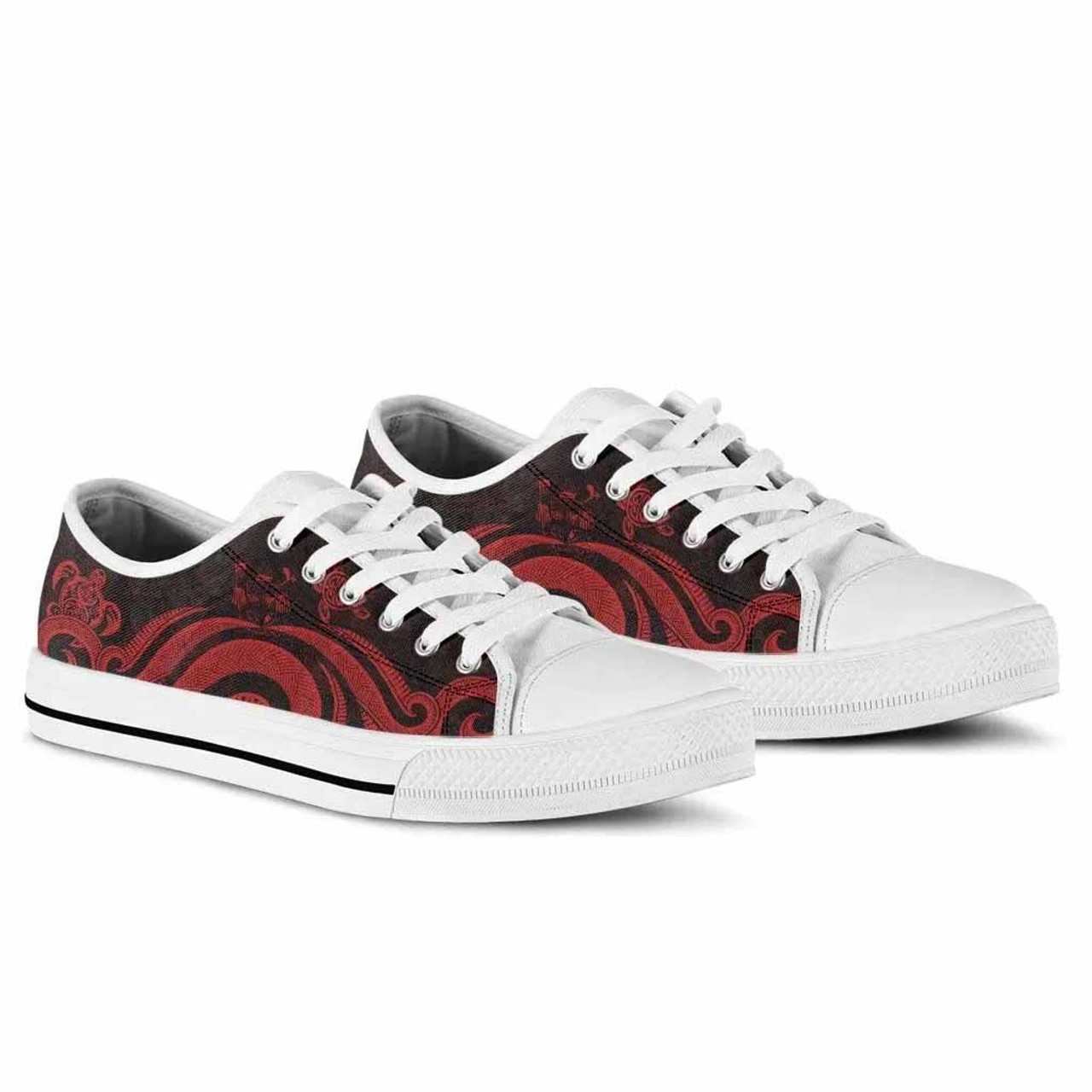Fiji Low Top Canvas Shoes - Red Tentacle Turtle Crest 7