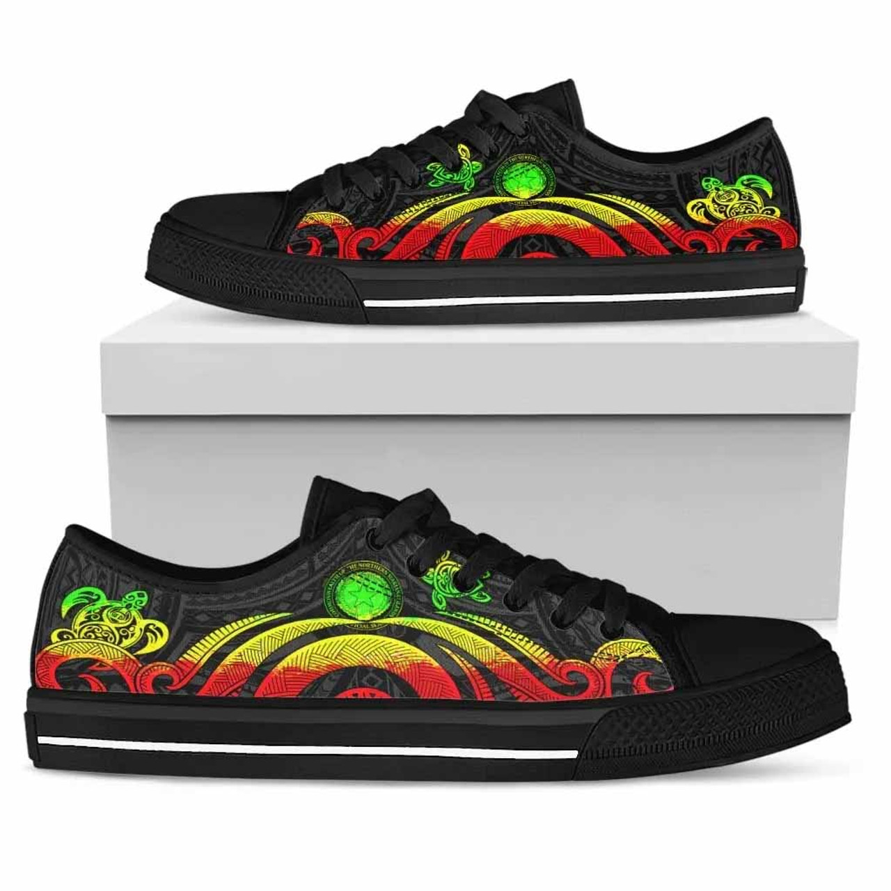 Northern Mariana Islands Low Top Shoes - Reggae Tentacle Turtle 1