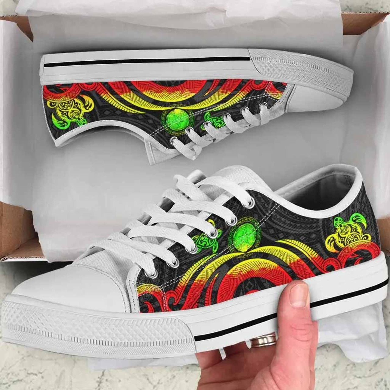 Northern Mariana Islands Low Top Shoes - Reggae Tentacle Turtle 7