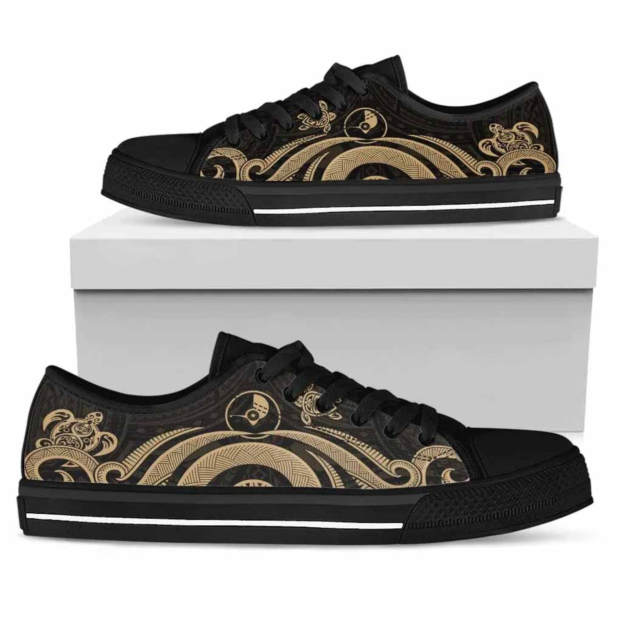 Yap Low Top Canvas Shoes - Gold Tentacle Turtle 1