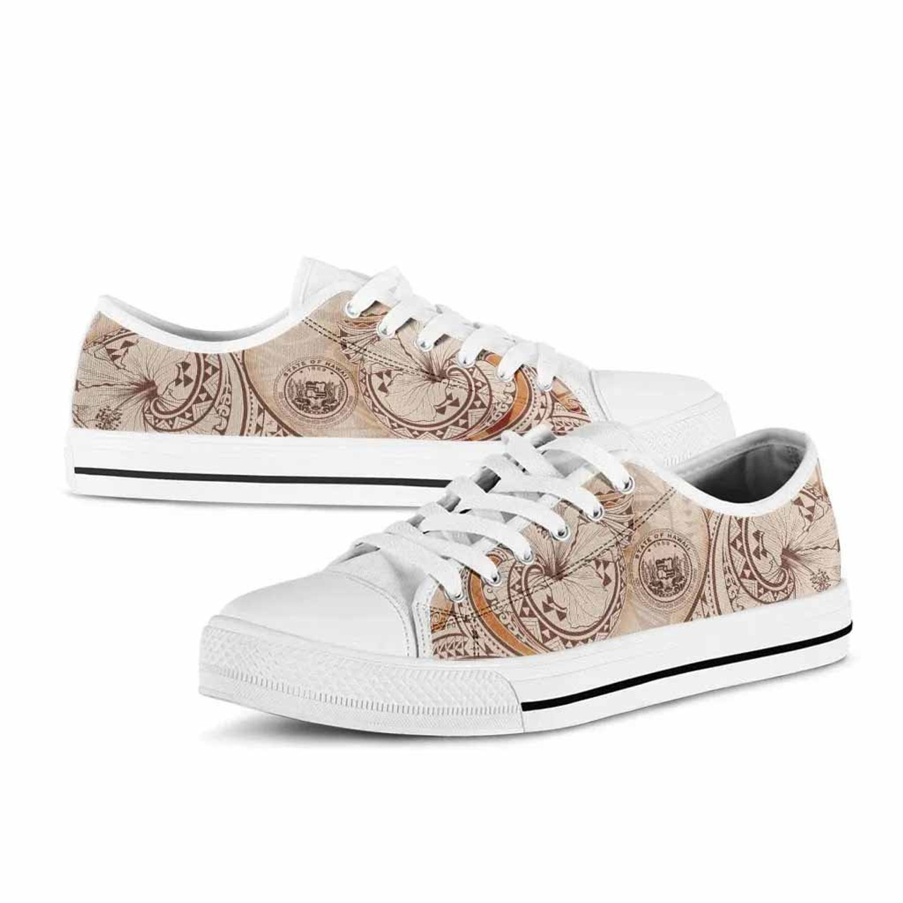 Hawaii Low Top Shoes - Hibiscus Flowers Vintage Style 6