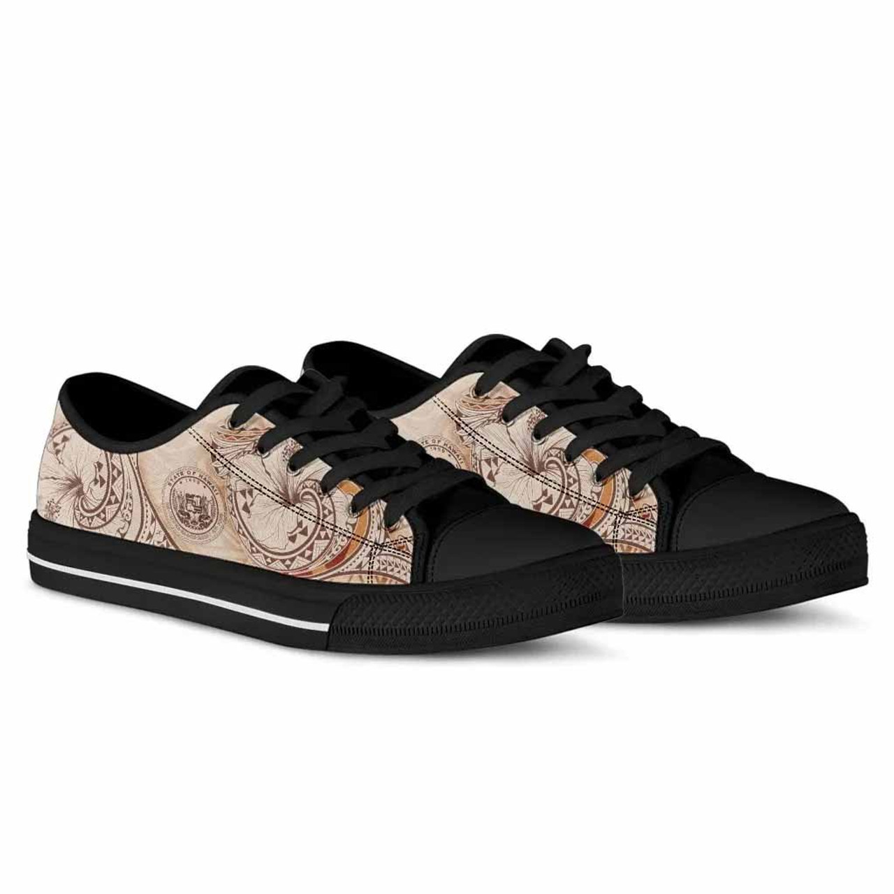 Hawaii Low Top Shoes - Hibiscus Flowers Vintage Style 8