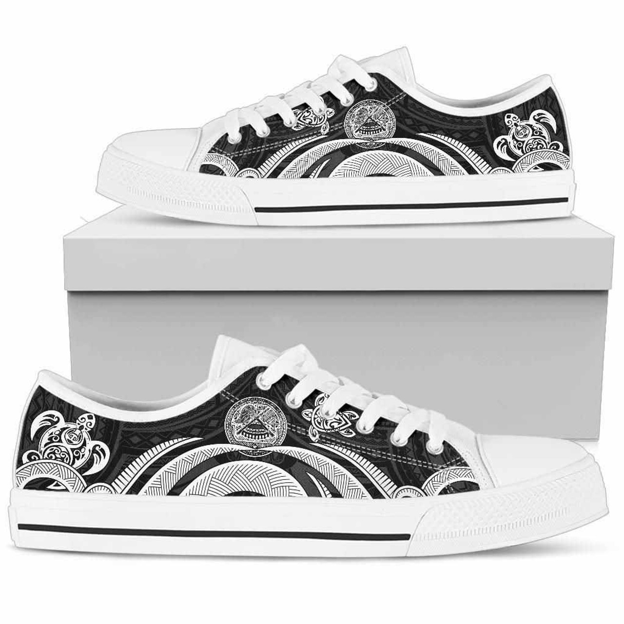 American Samoa Low Top Shoes - White Tentacle Turtle 6
