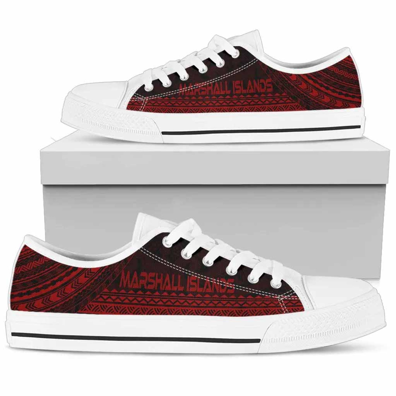 Marshall Islands Low Top Shoes - Polynesian Red Chief Version 1
