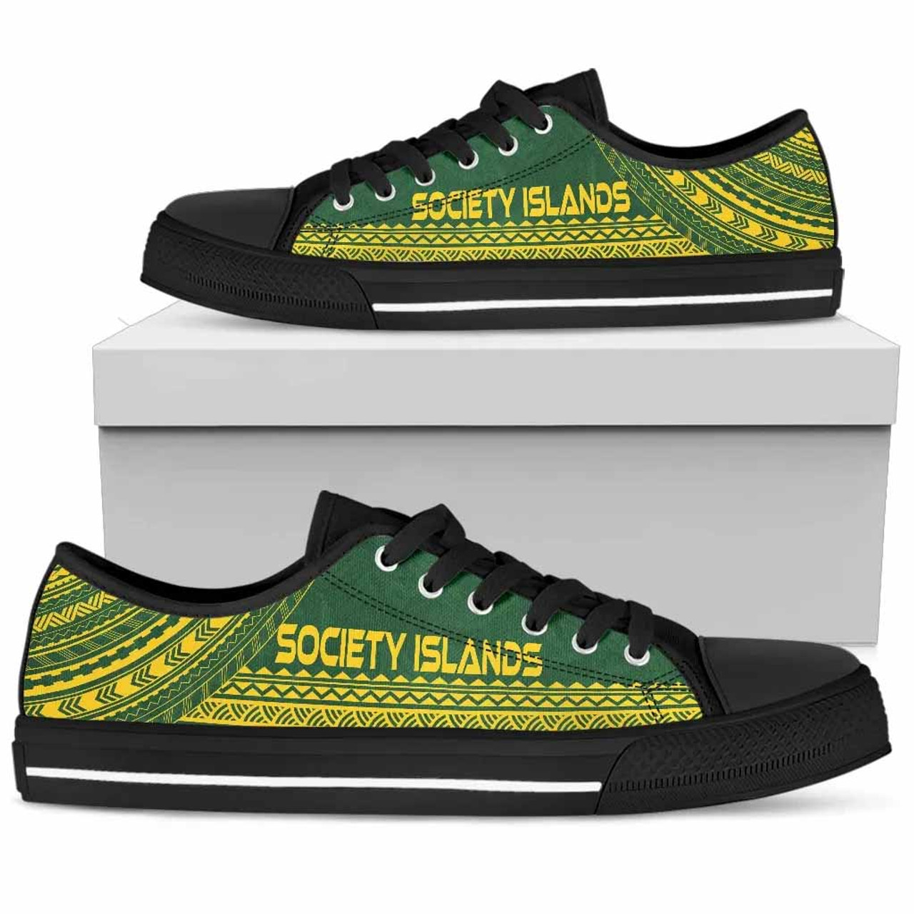 Society Islands Low Top Shoes - Polynesian Flag Chief Version 2