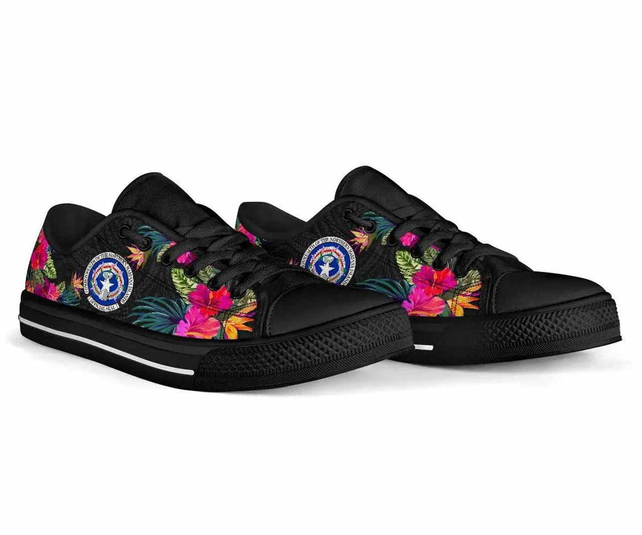 Northern Mariana Islands Low Top Shoes - Hibiscus Polynesian Pattern 2