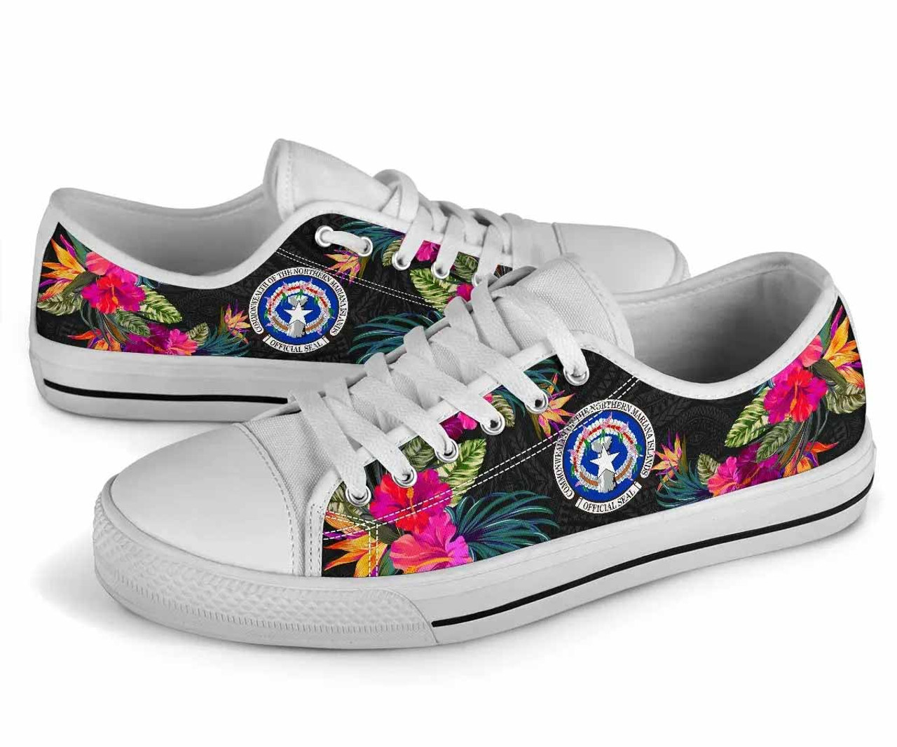 Northern Mariana Islands Low Top Shoes - Hibiscus Polynesian Pattern 8