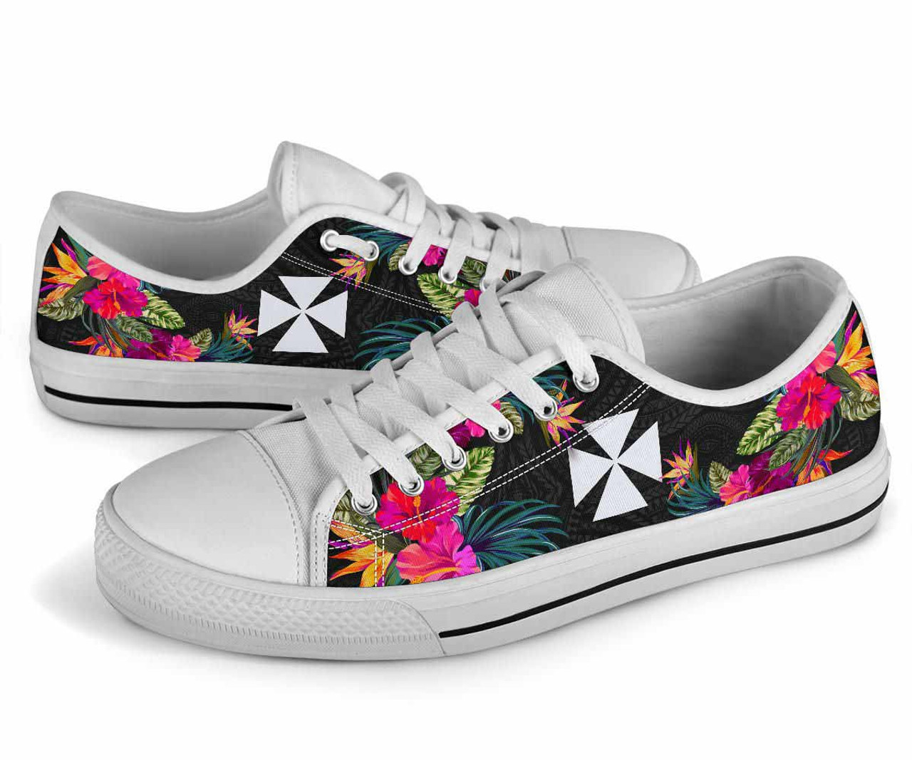 Wallis and Futuna Low Top Shoes - Hibiscus Polynesian Pattern 8