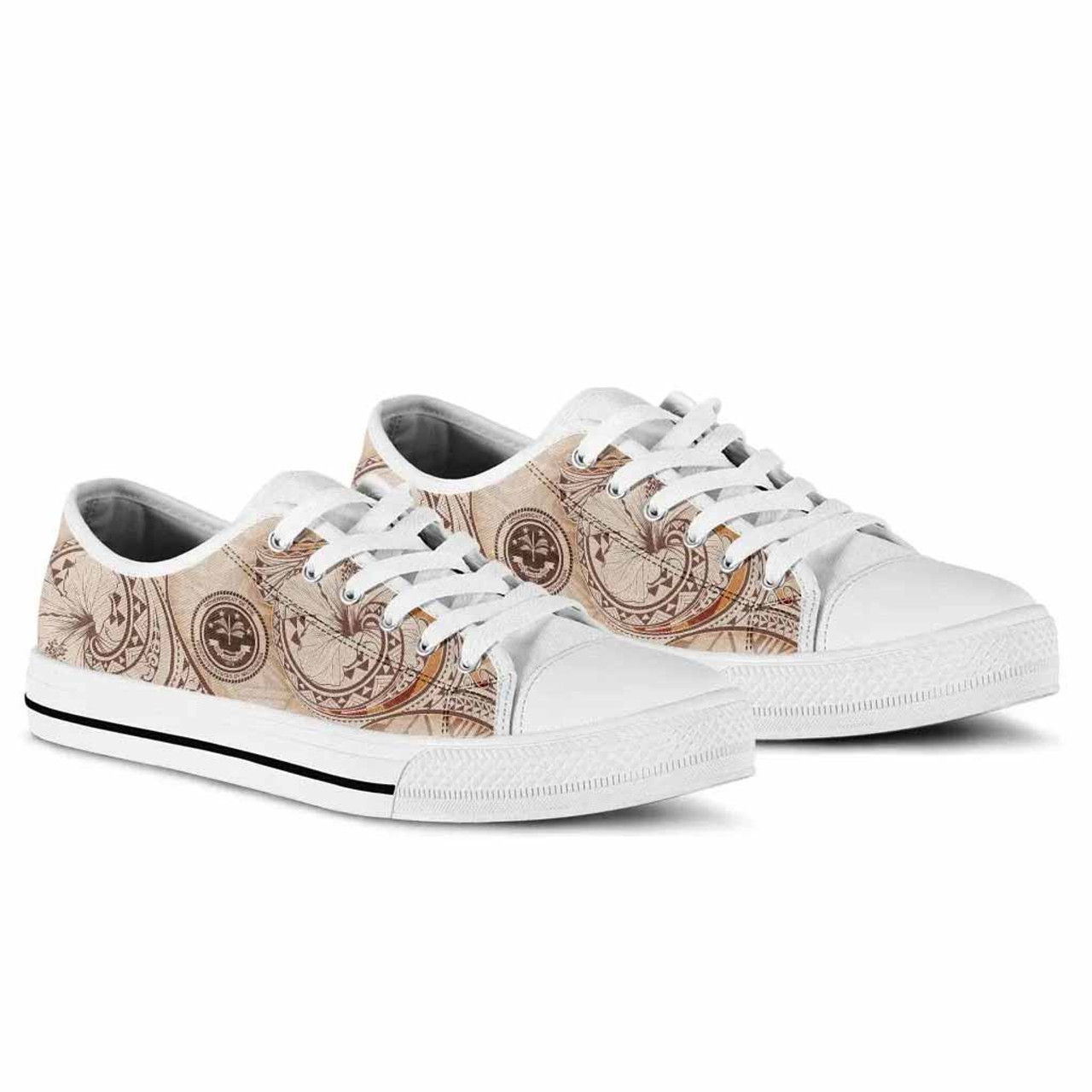 Federated States of Micronesia Low Top Shoes - Hibiscus Flowers Vintage Style 5