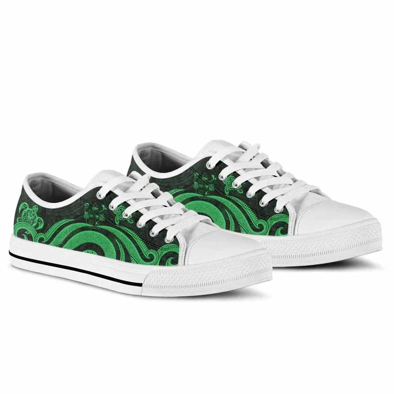 Fiji Low Top Canvas Shoes - Green Tentacle Turtle Crest 5