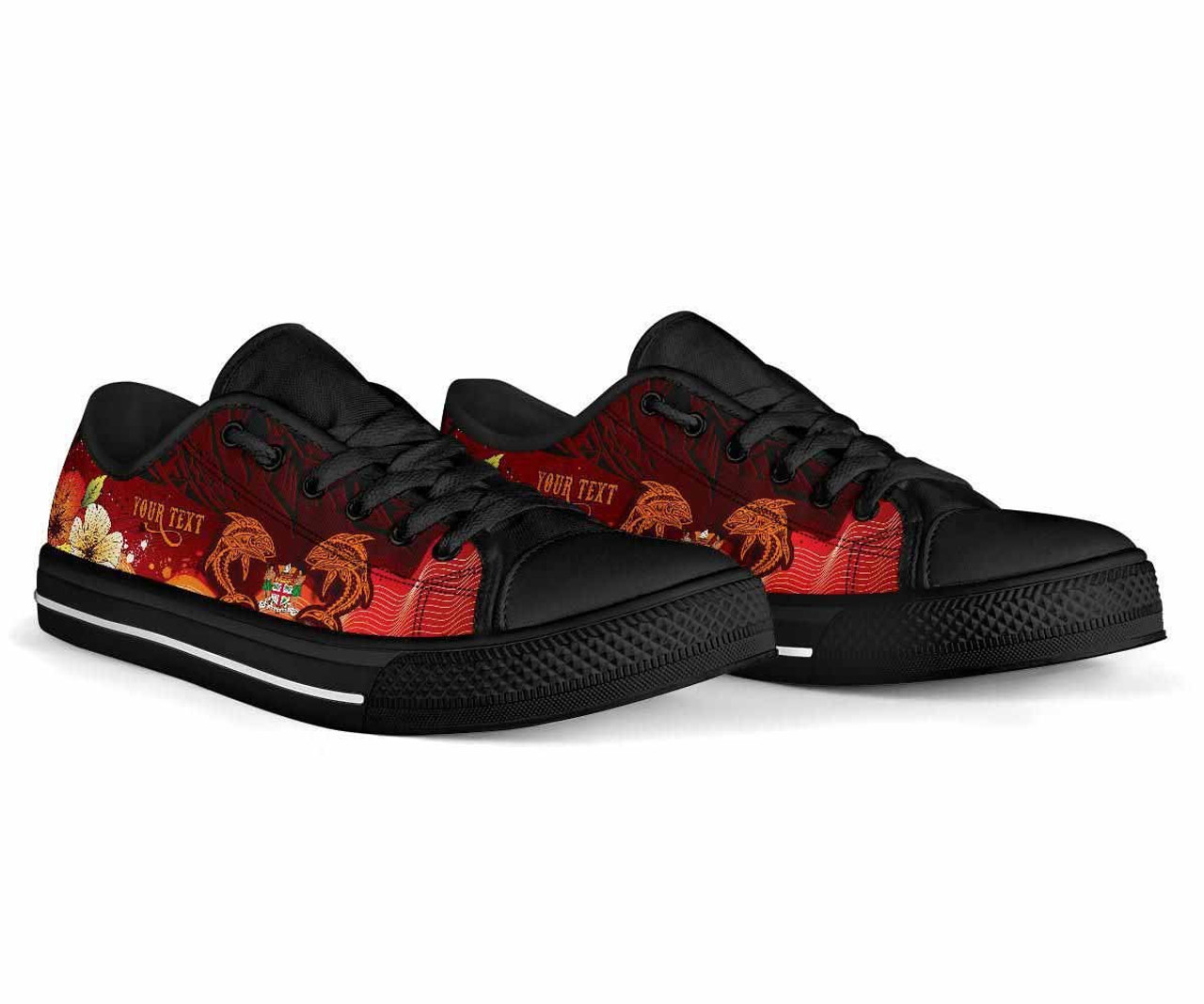 Fiji Custom Personalised Low Top Shoes - Tribal Tuna Fish 3