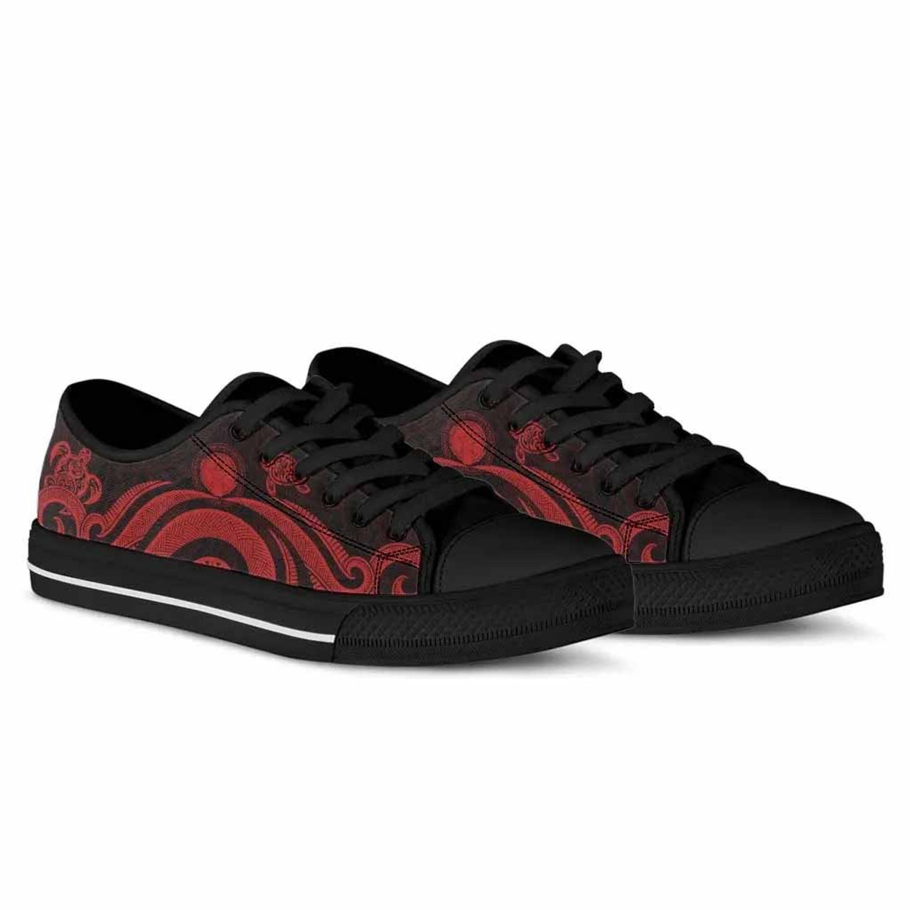 Northern Mariana Islands Low Top Canvas Shoes - Red Tentacle Turtle 2