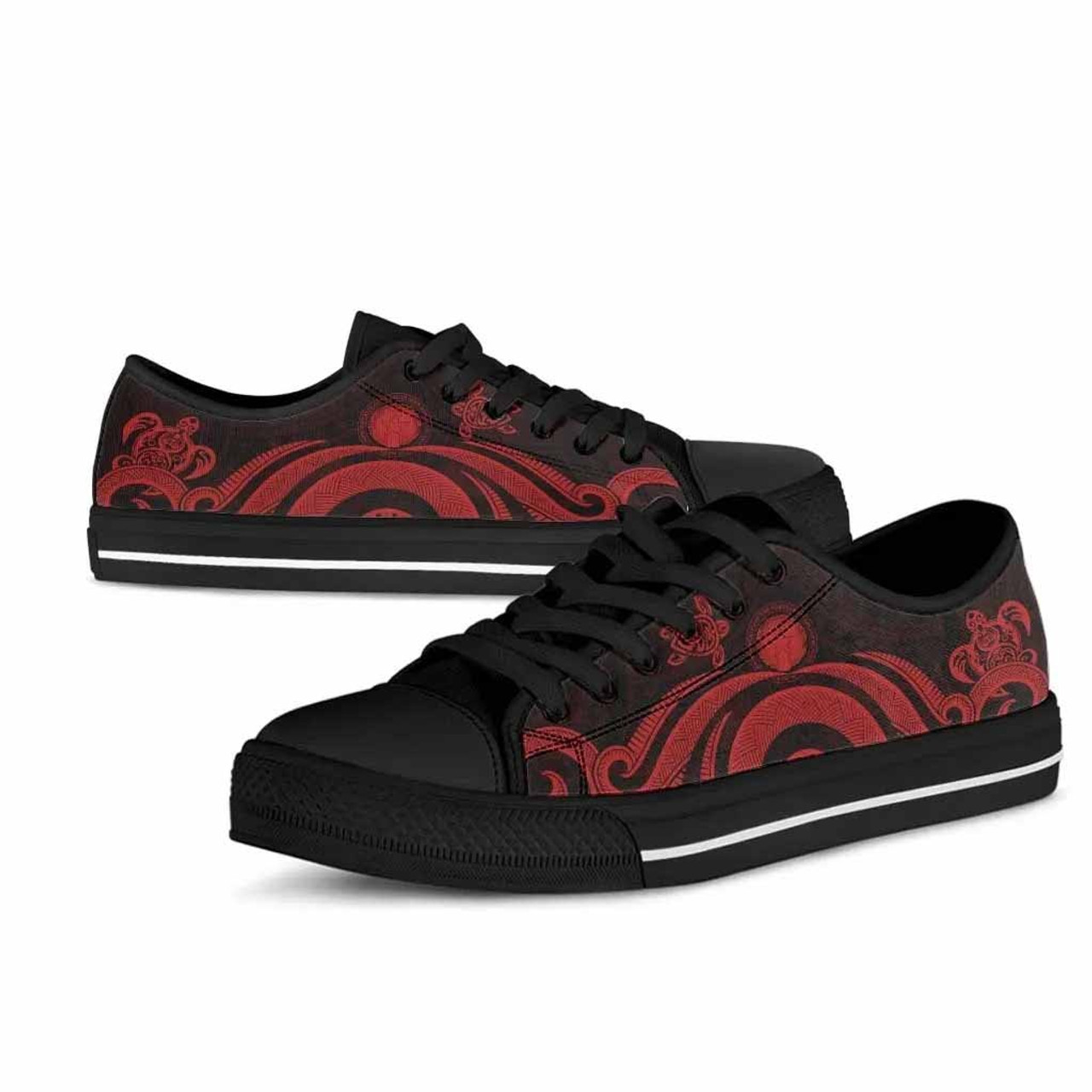 Northern Mariana Islands Low Top Canvas Shoes - Red Tentacle Turtle 3