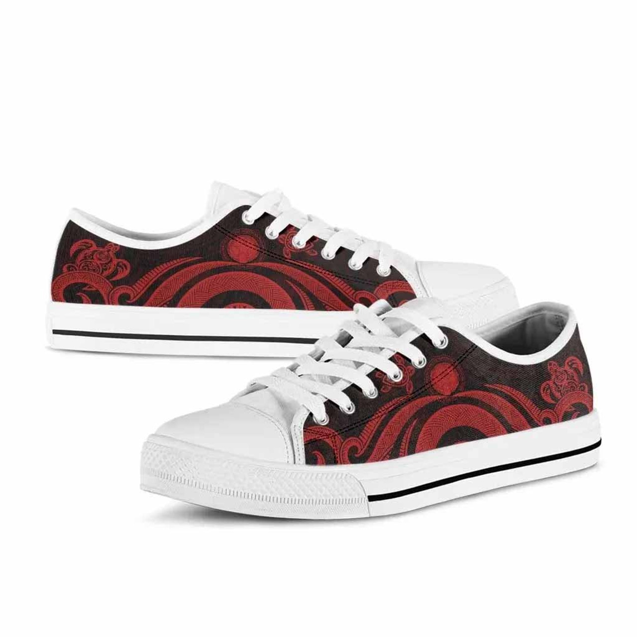 Northern Mariana Islands Low Top Canvas Shoes - Red Tentacle Turtle 8