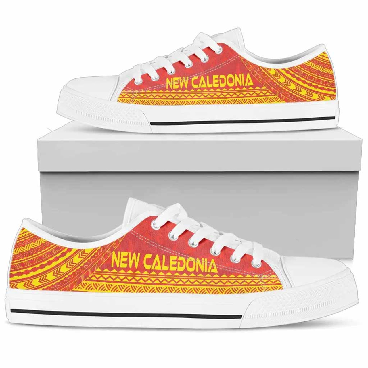 New Caledonia Low Top Shoes - Polynesian Flag Chief Version 1