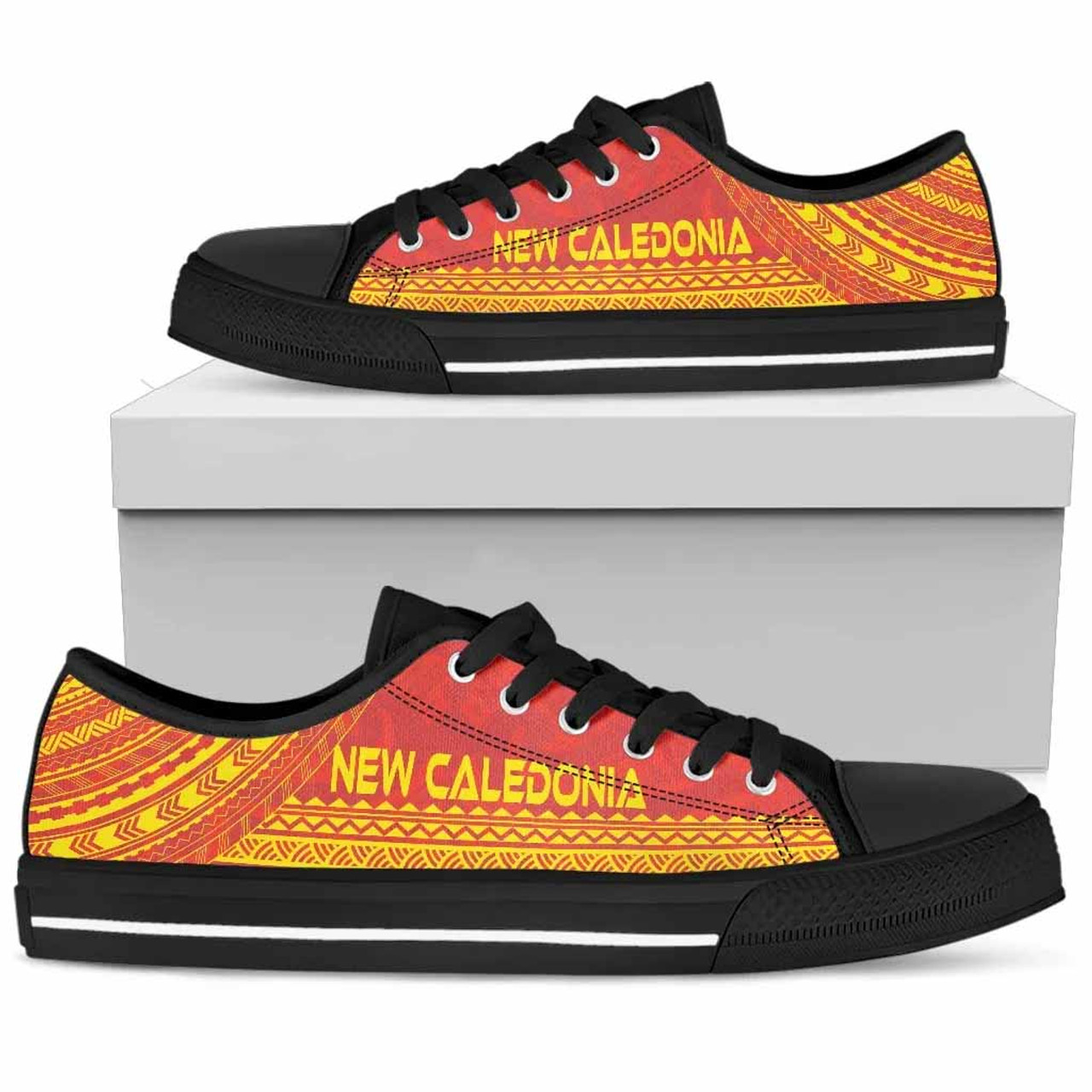 New Caledonia Low Top Shoes - Polynesian Flag Chief Version 4