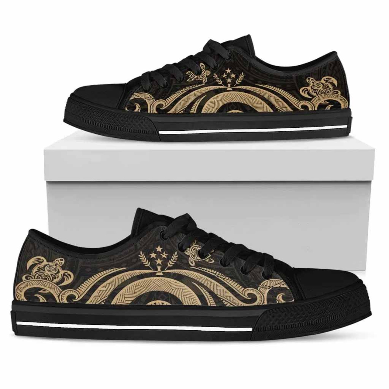 Kosrae Low Top Canvas Shoes - Gold Tentacle Turtle 1