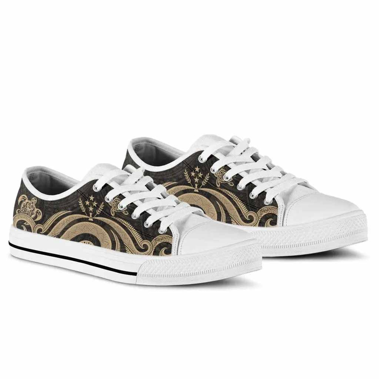 Kosrae Low Top Canvas Shoes - Gold Tentacle Turtle 5