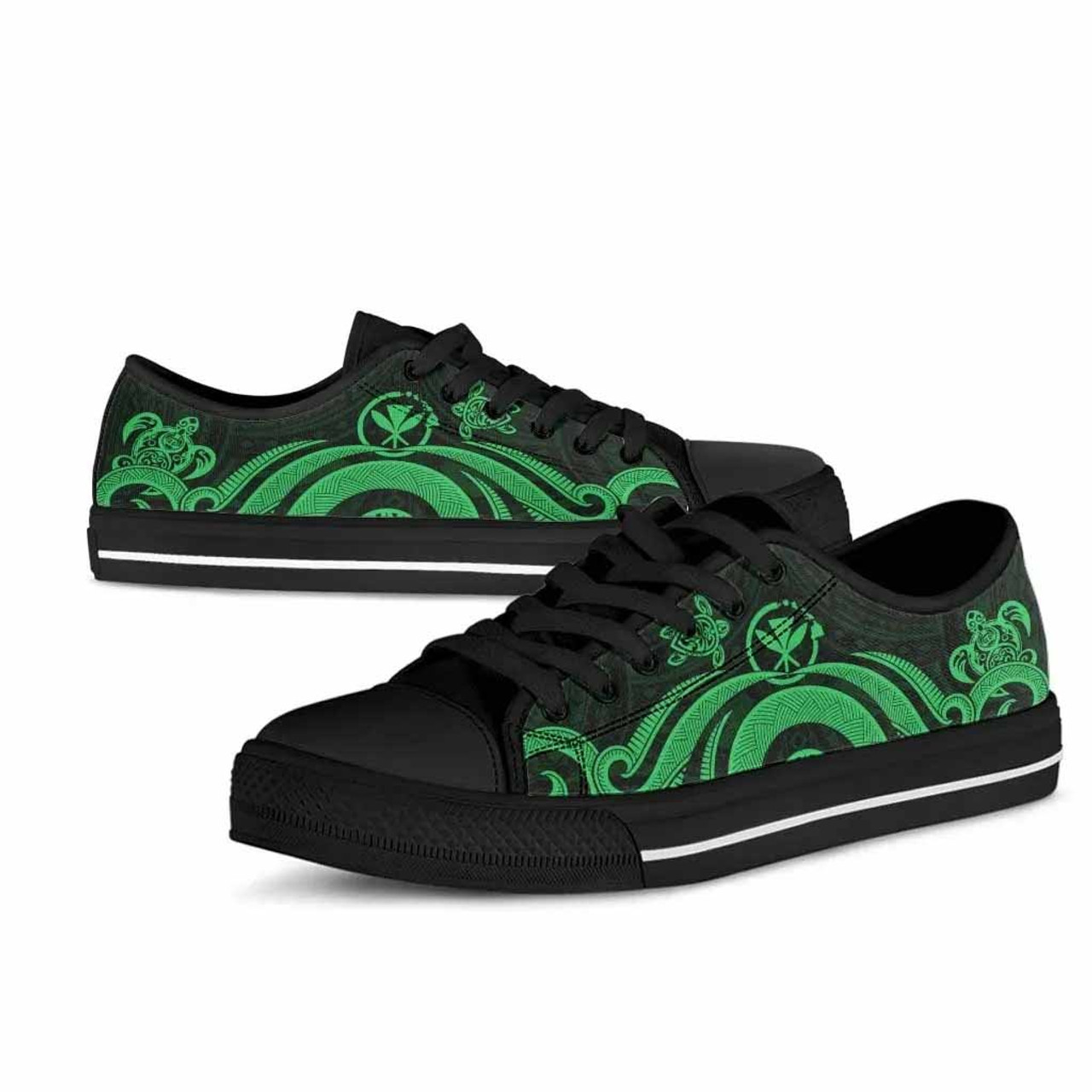 Hawaii Low Top Canvas Shoes - Green Tentacle Turtle 3