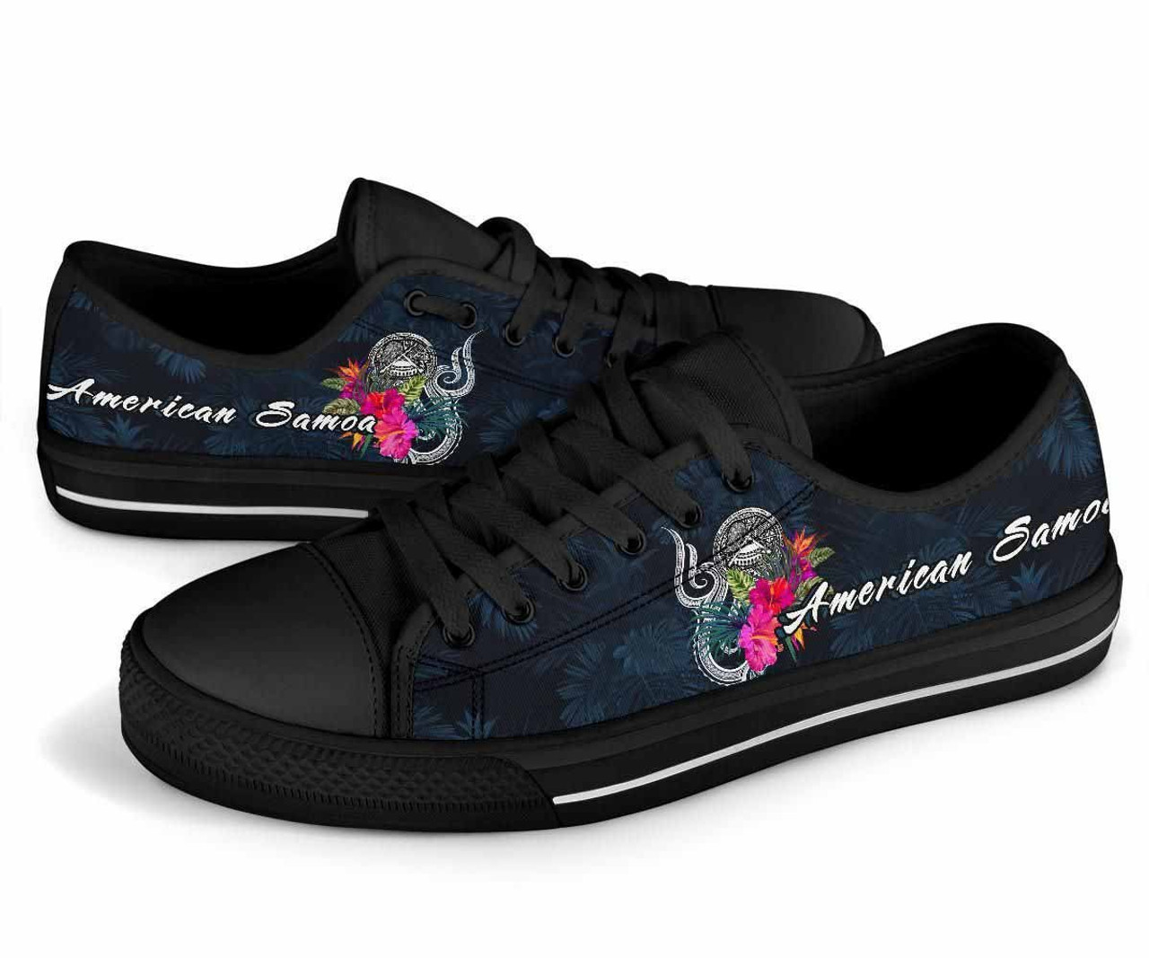 American Samoa Polynesian Low Top Shoes - Tropical Flower 3