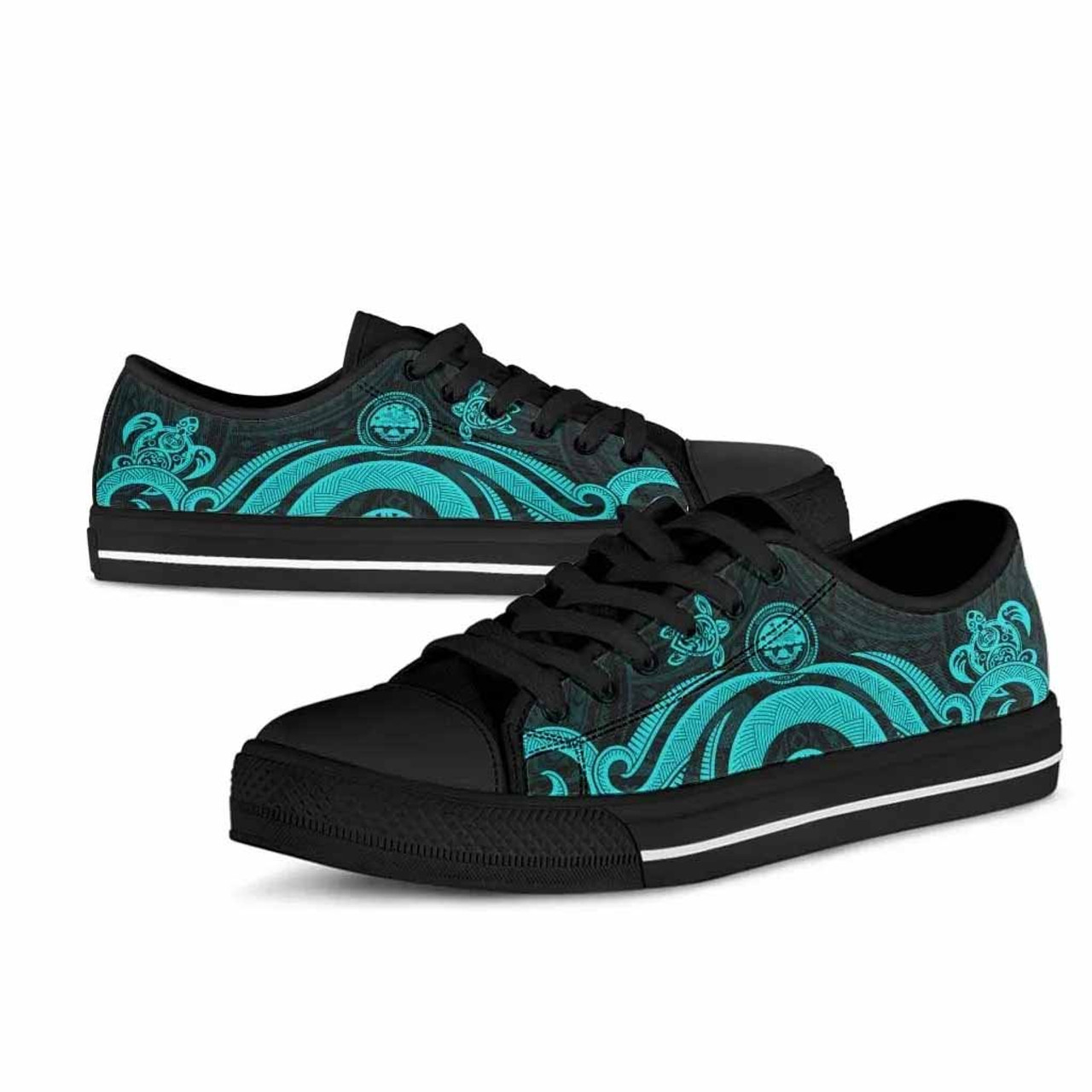 Federated States of Micronesia Low Top Canvas Shoes - Turquoise Tentacle Turtle 4