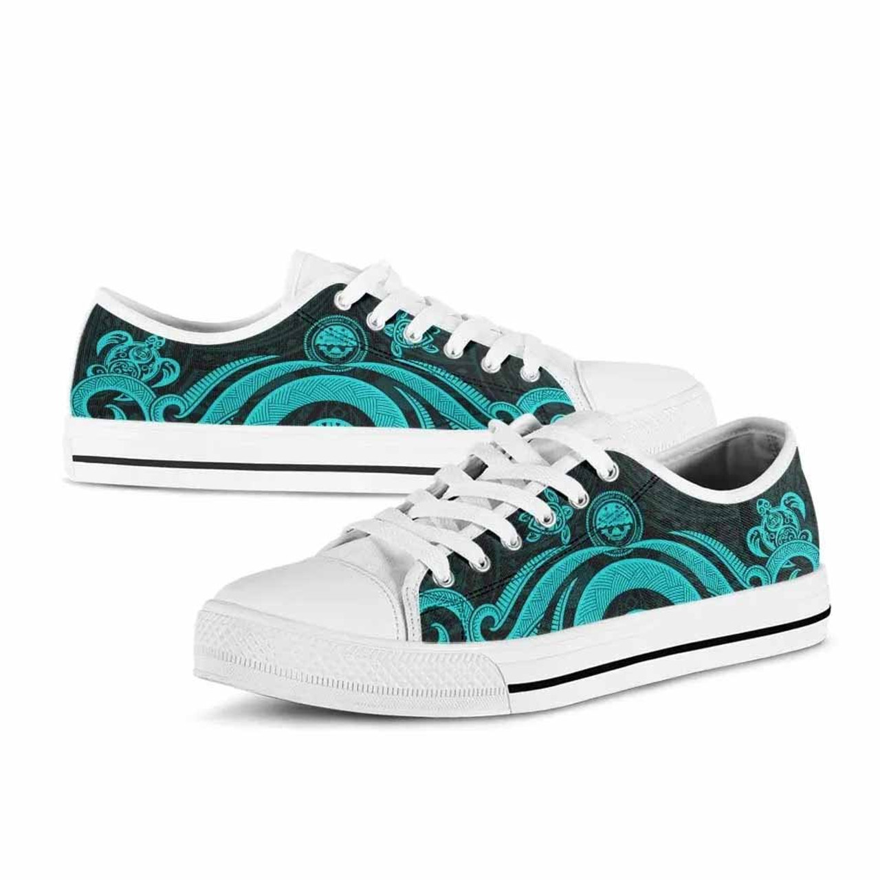 Federated States of Micronesia Low Top Canvas Shoes - Turquoise Tentacle Turtle 7