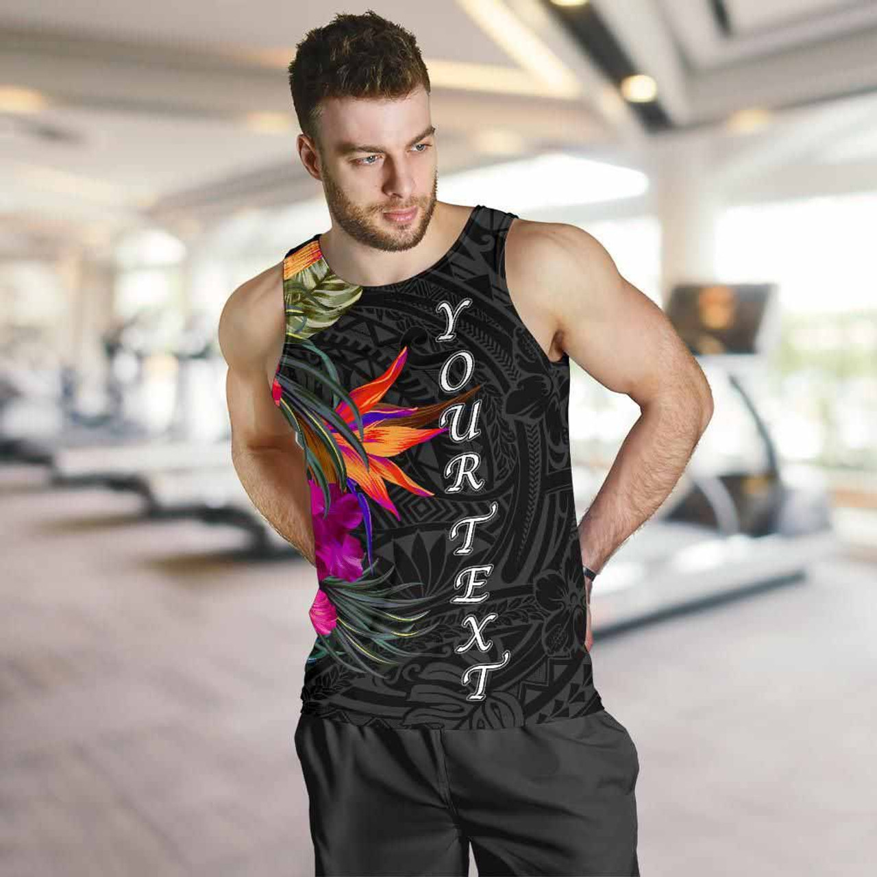 Polynesian Custom Personalised Men Tank Top - Hibiscus Pattern 5