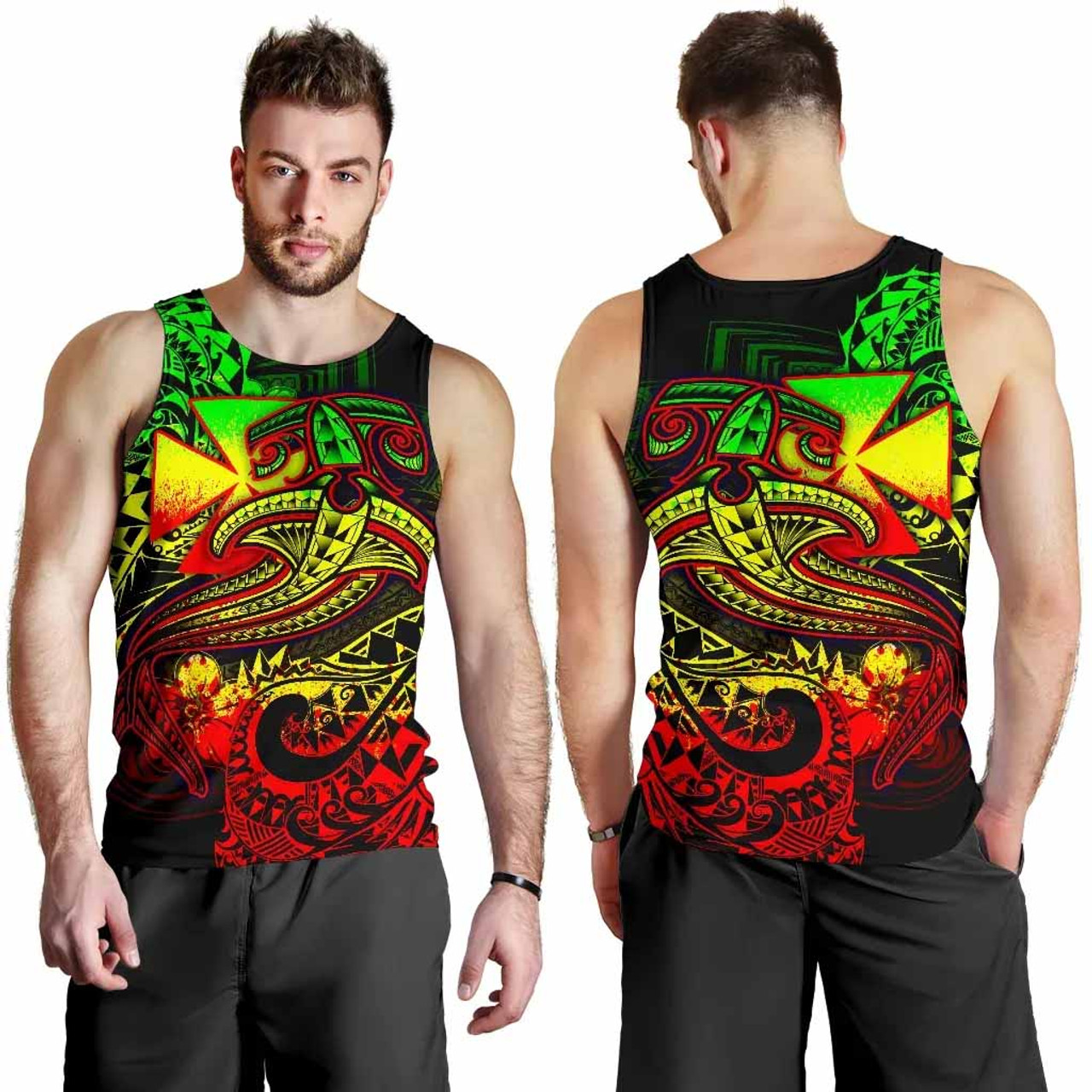 Polynesian Wallis and Futuna Men Tank Top - Reggae Shark Polynesian Tattoo 1