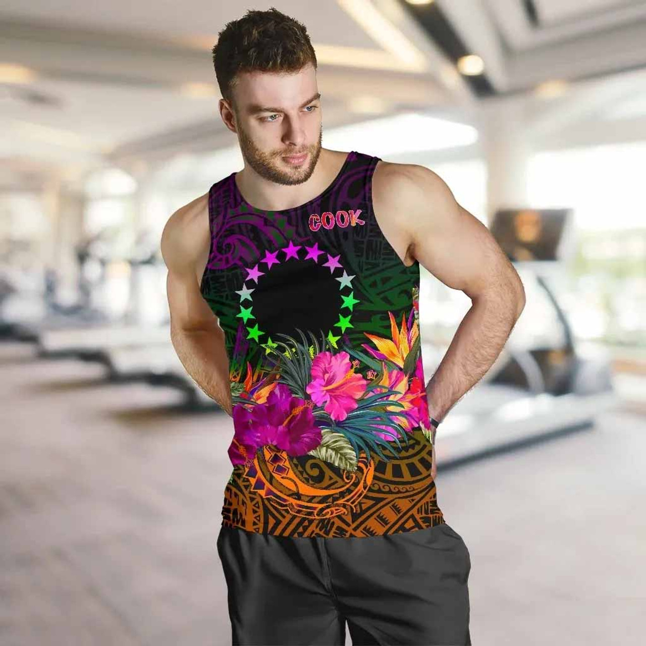 Cook Islands Polynesian Men Tank Top - Summer Hibiscus 5