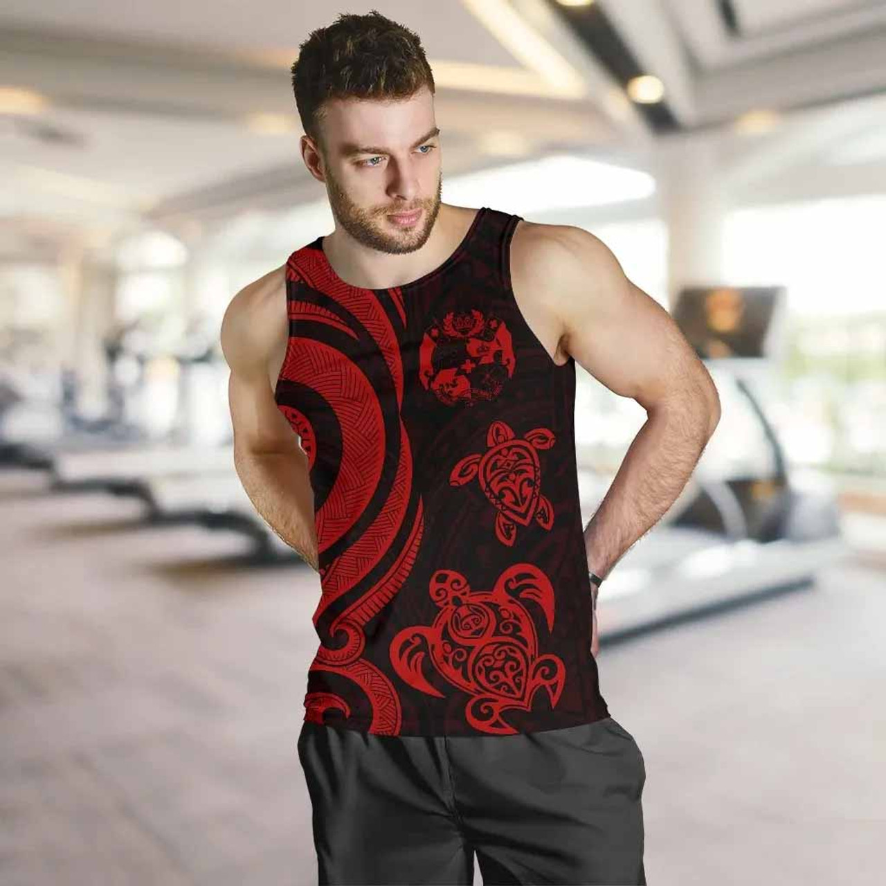 Tonga Men Tank Top - Red Tentacle Turtle 5