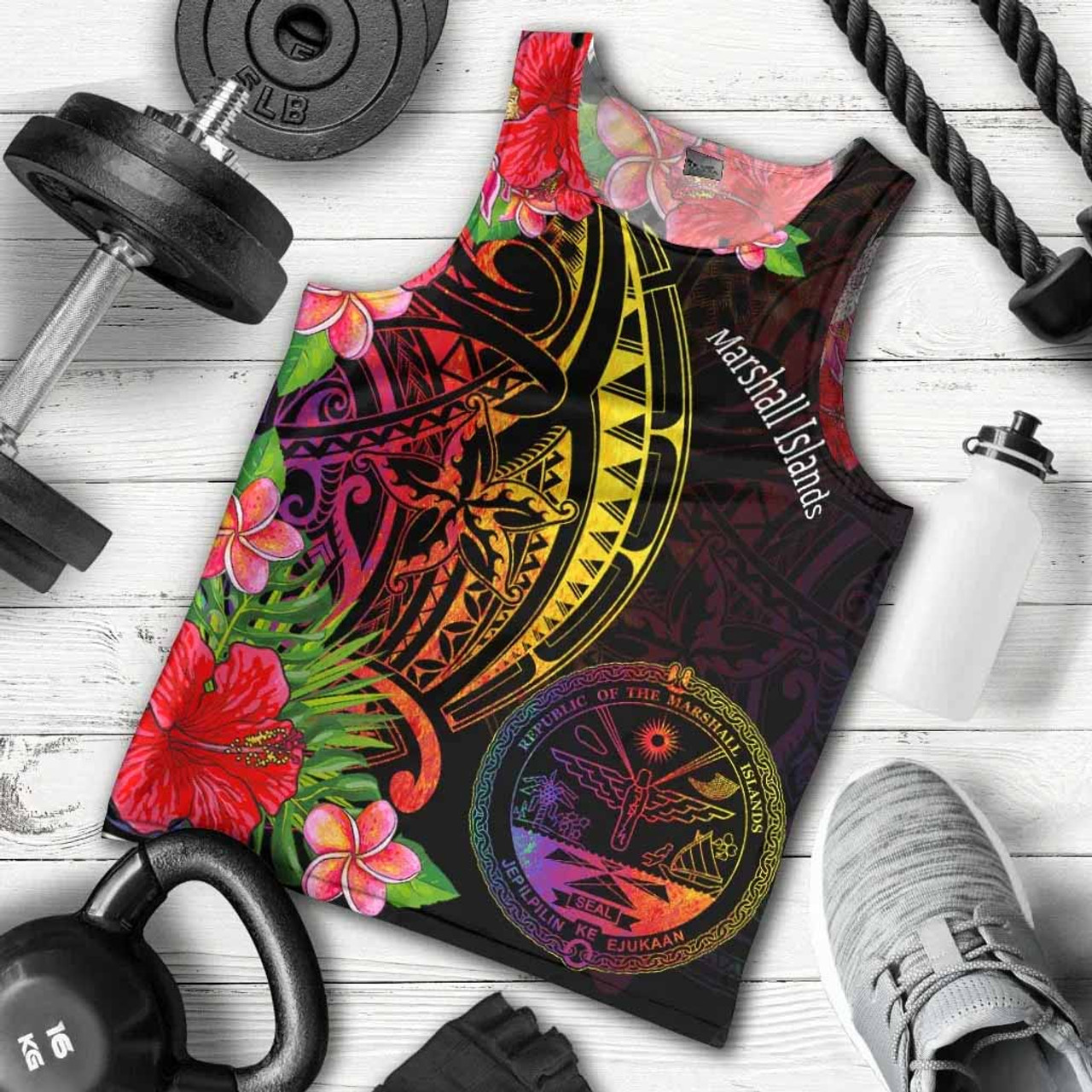 Marshall Islands Men Tank Top - Tropical Hippie Style 1