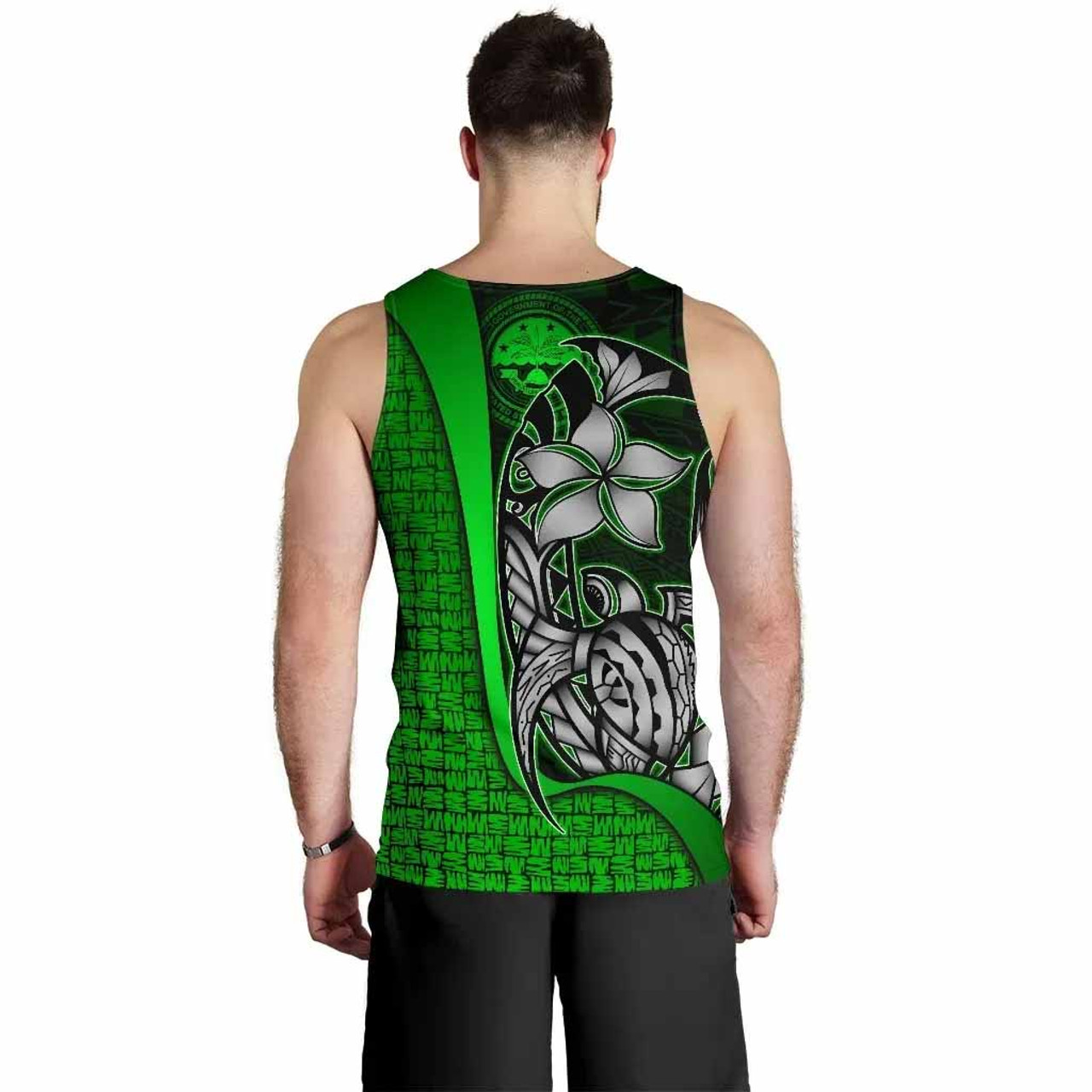 Federated States of Micronesia Men Tank Top Green - Turtle With Hook 4